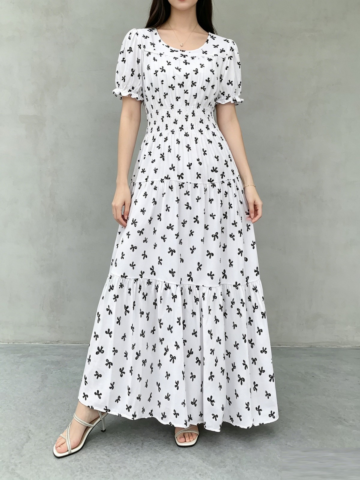 Ladies Elegant Boho Soft Dress Elastic Waist Breathable Fabric All Size Fit