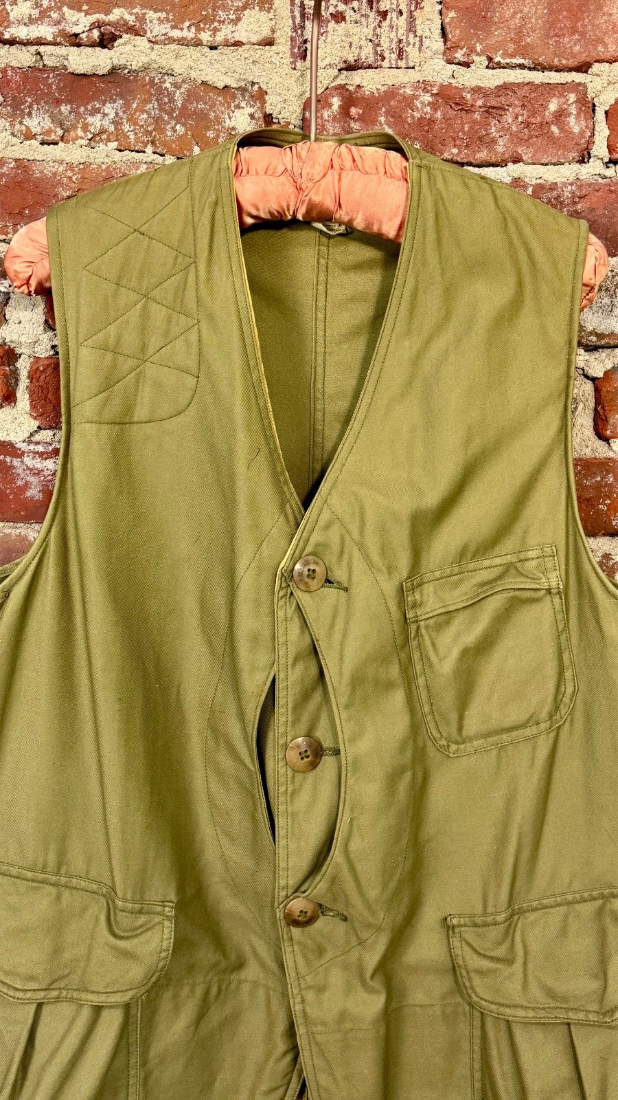 Vtg 1940s Half Moon Sateen Hunting Vest American Field Large
