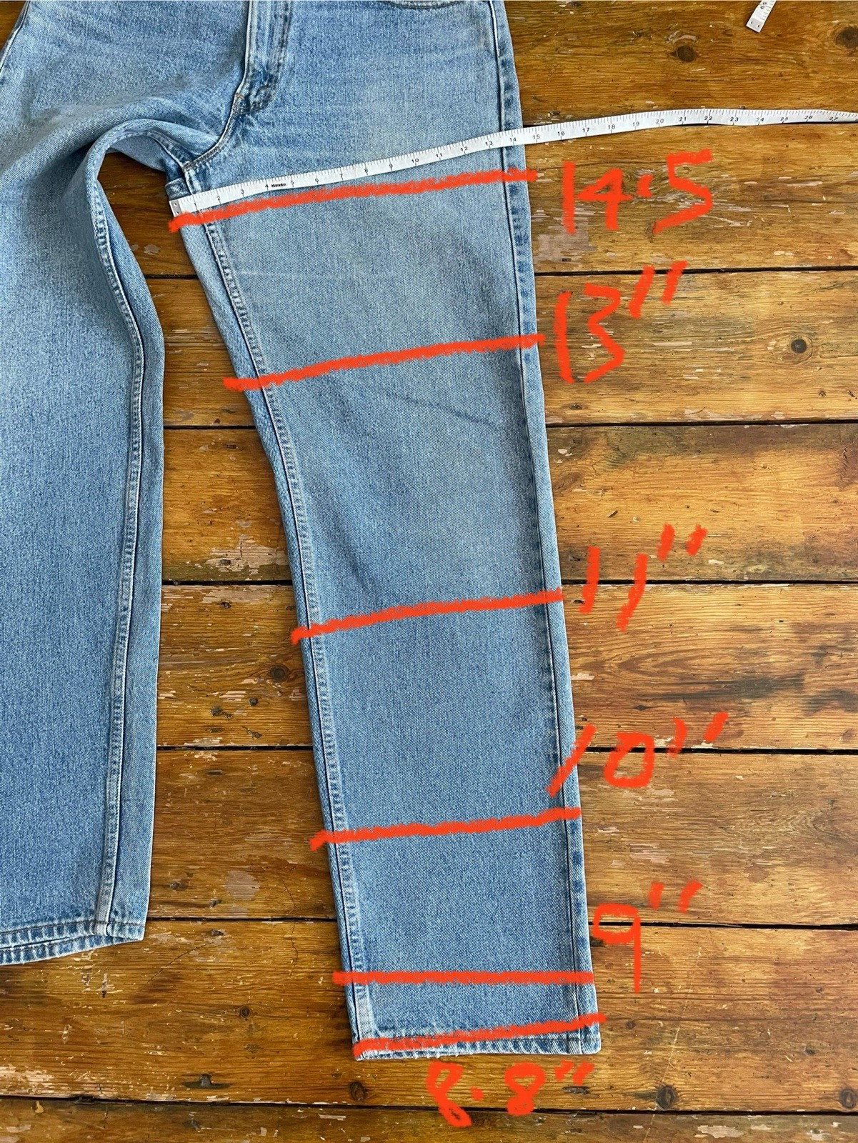 Vintage 90s Levi’s 565 Made in USA Wide Leg Loose Fit Jeans Light Blue Denim