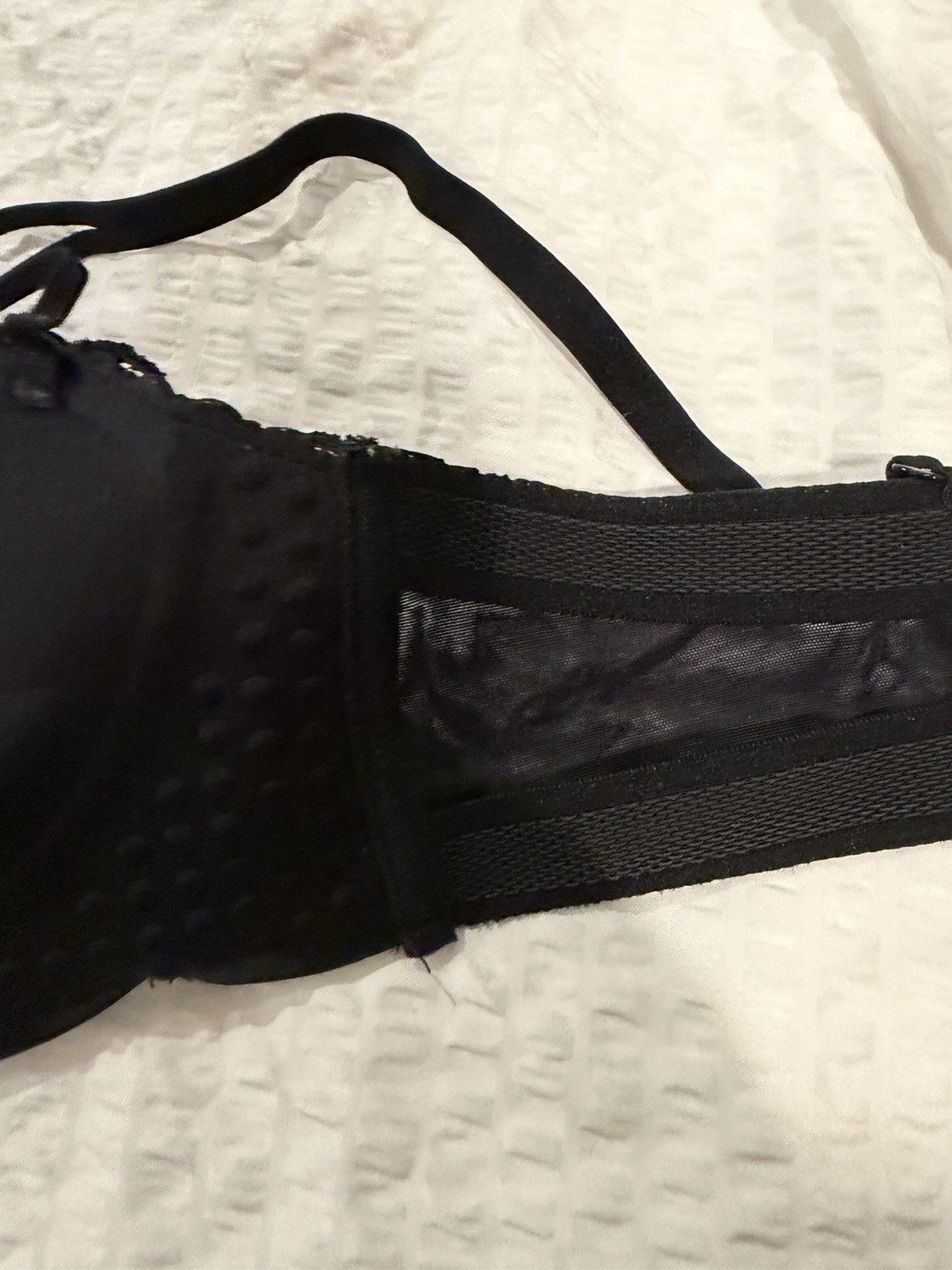 Black Floral Lace Bustier Bra 36B Underwired Demi Adjustable Straps Hook&Eye