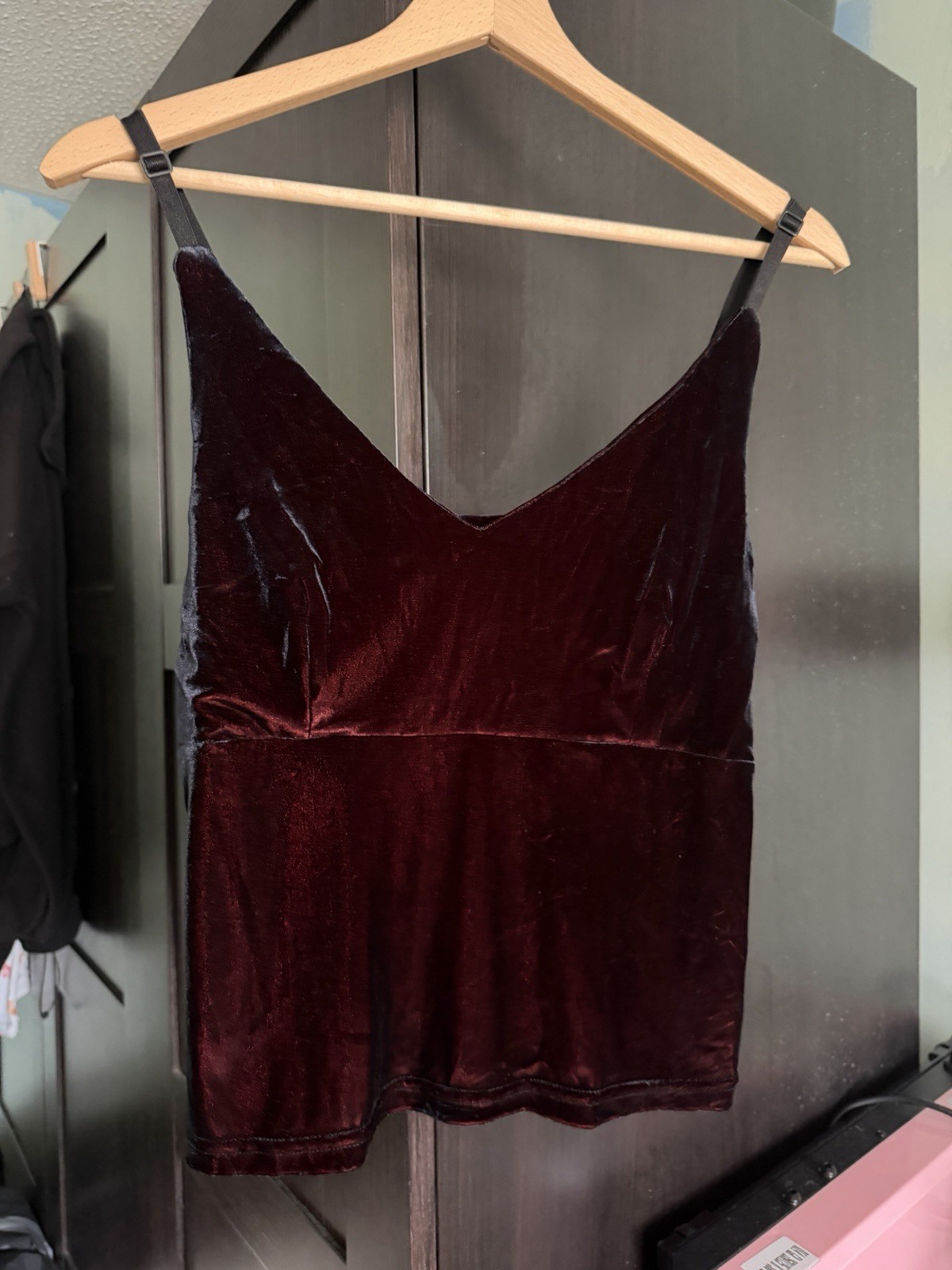 Sandro Paris Deep Burgundy Velvet Cami Top Small 8-10 Party Occasion Holiday
