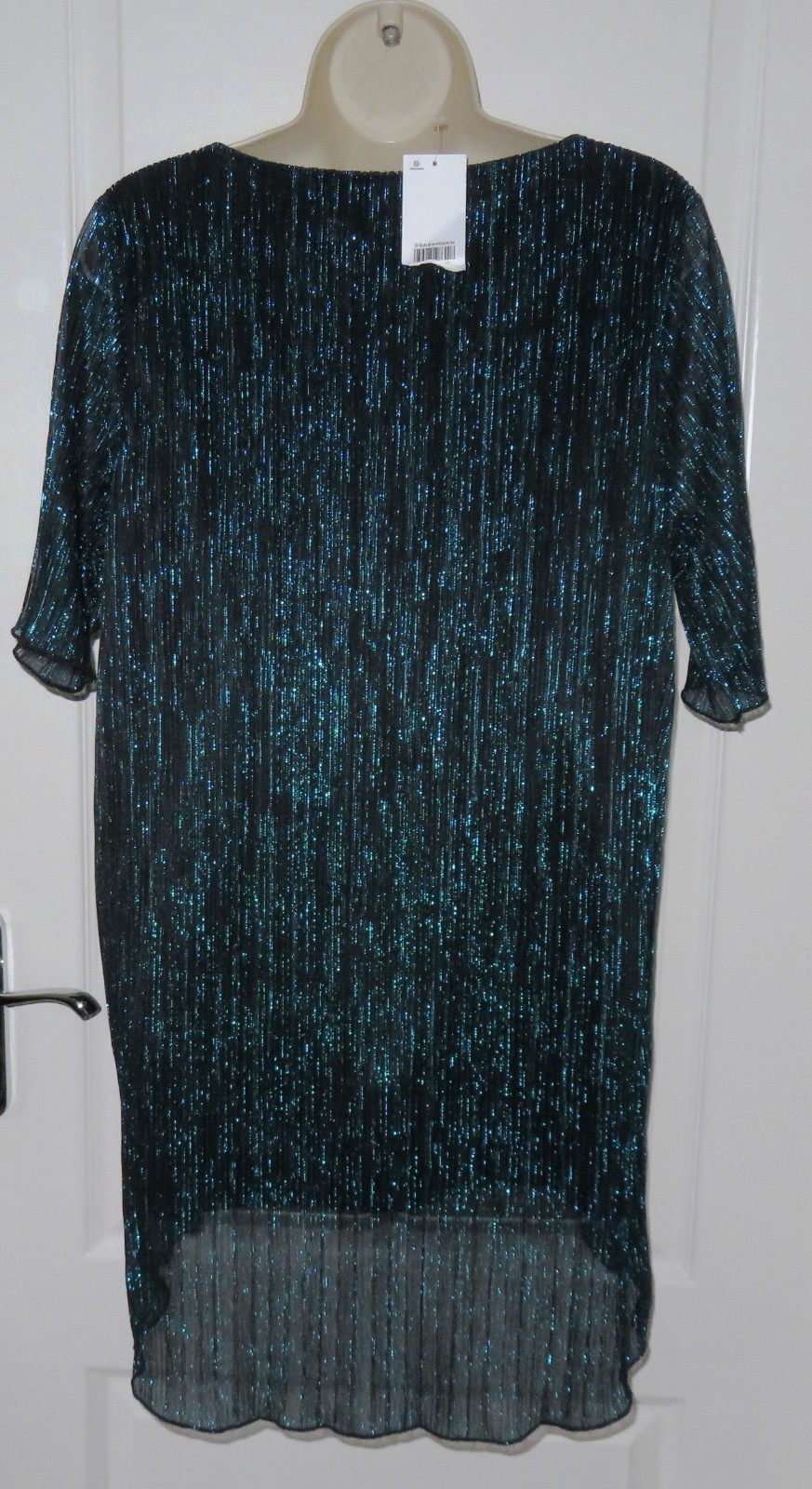 BNWT Evans Midnight Green Sparkly Glitter Plisse Party Blouse Top Plus Size 20