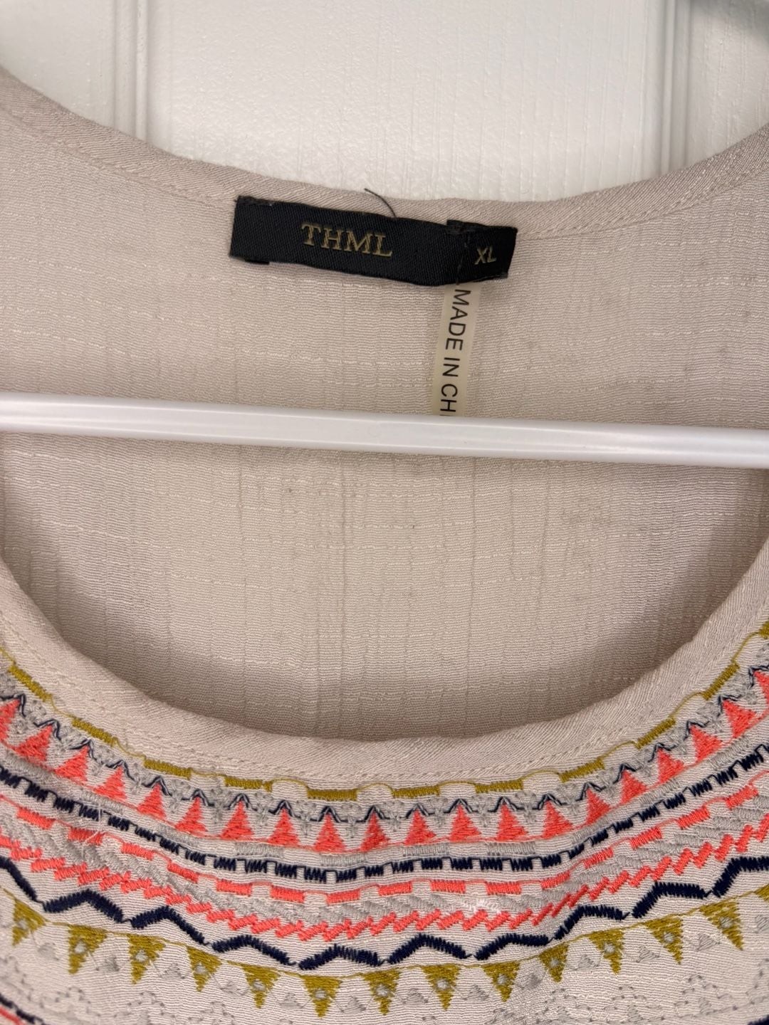 THML Sleeveless Embroidered Yoke Gauze Tank Top