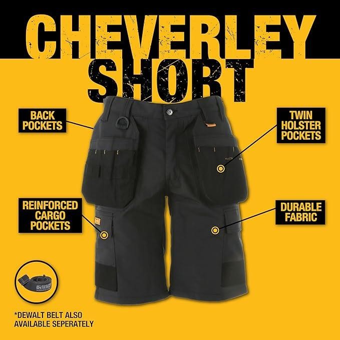 DeWalt Cheverley Grey Work Shorts Lightweight Polycotton Waist 30W-42W