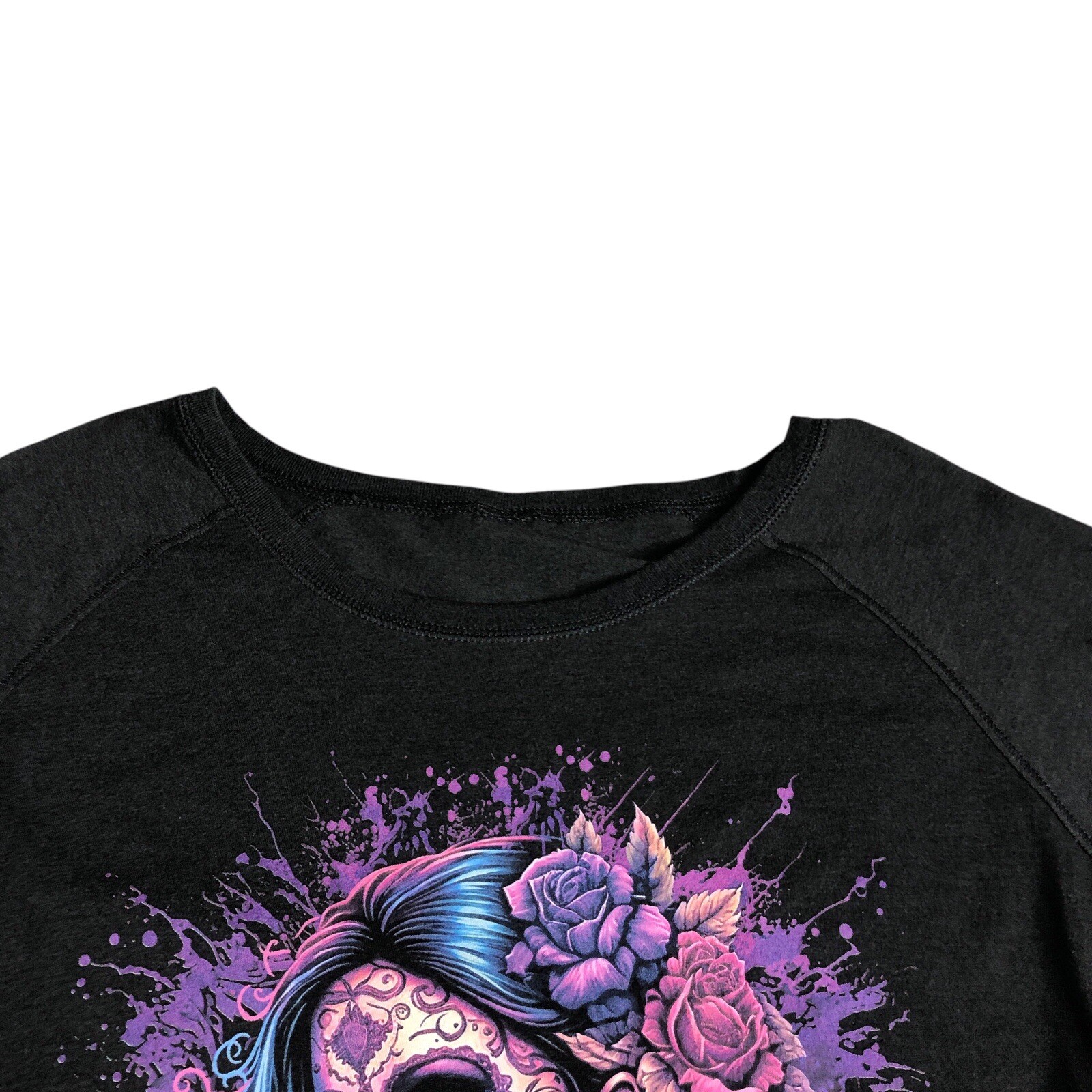 Cruz Pedregon Top Womens S/M Charcoal Gray Sugar Skull Psycho Speed Racing Moto