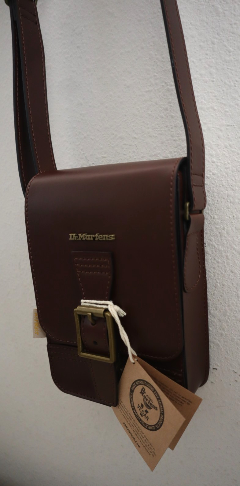Dr Martens Brown Vegan Leather Reporter Norfolk Flat Shoulder/Crossbody Bag