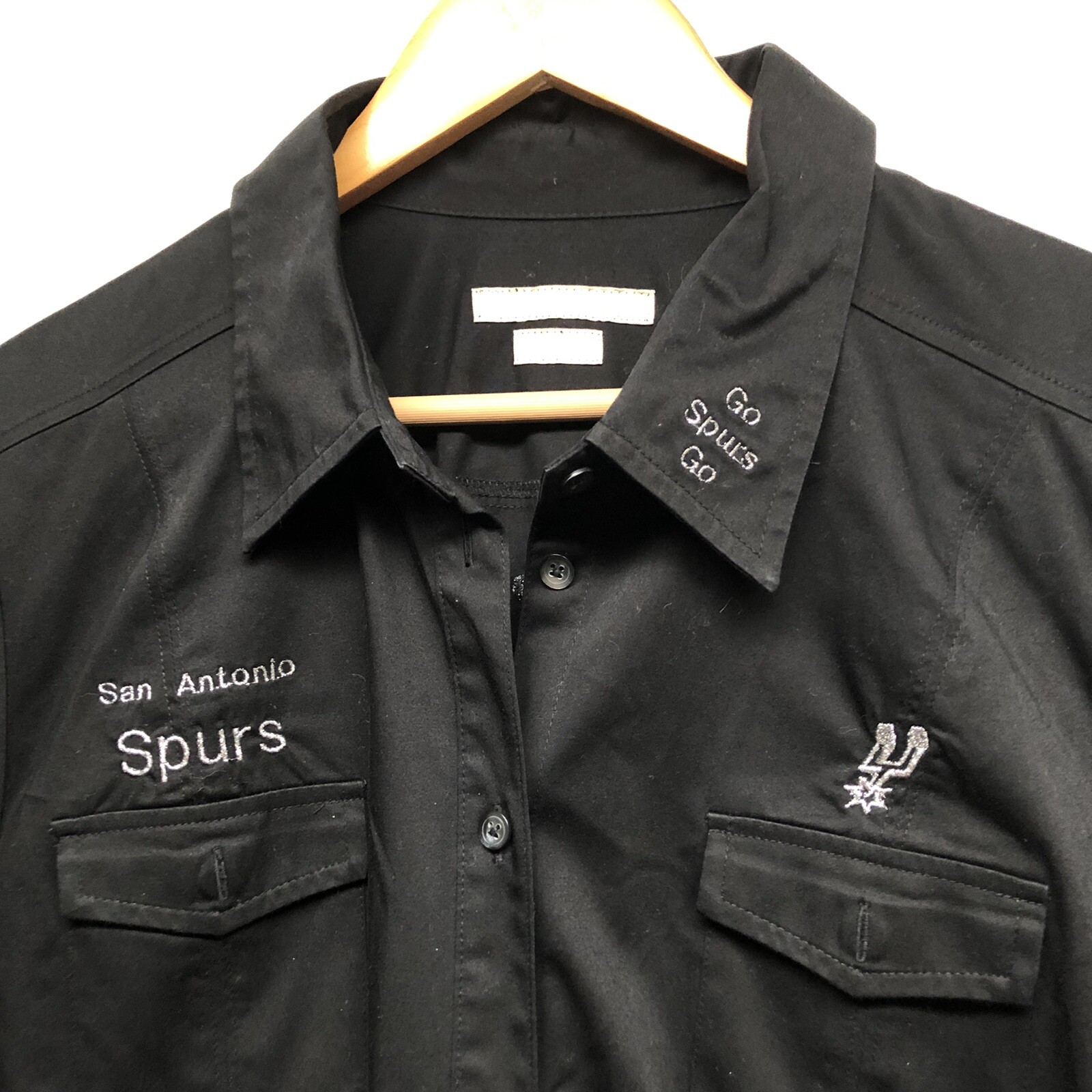 Old Navy Western Shirt Women XXL Black San Antonio Spurs Embroidered Texas Logo