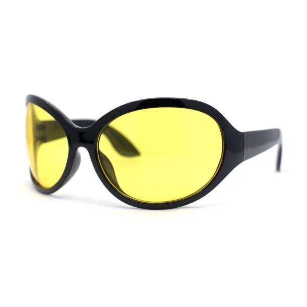 Oversized Sunglasses Blue Yellow Red Purple Lens Black Frame Wrap Around Outdoor