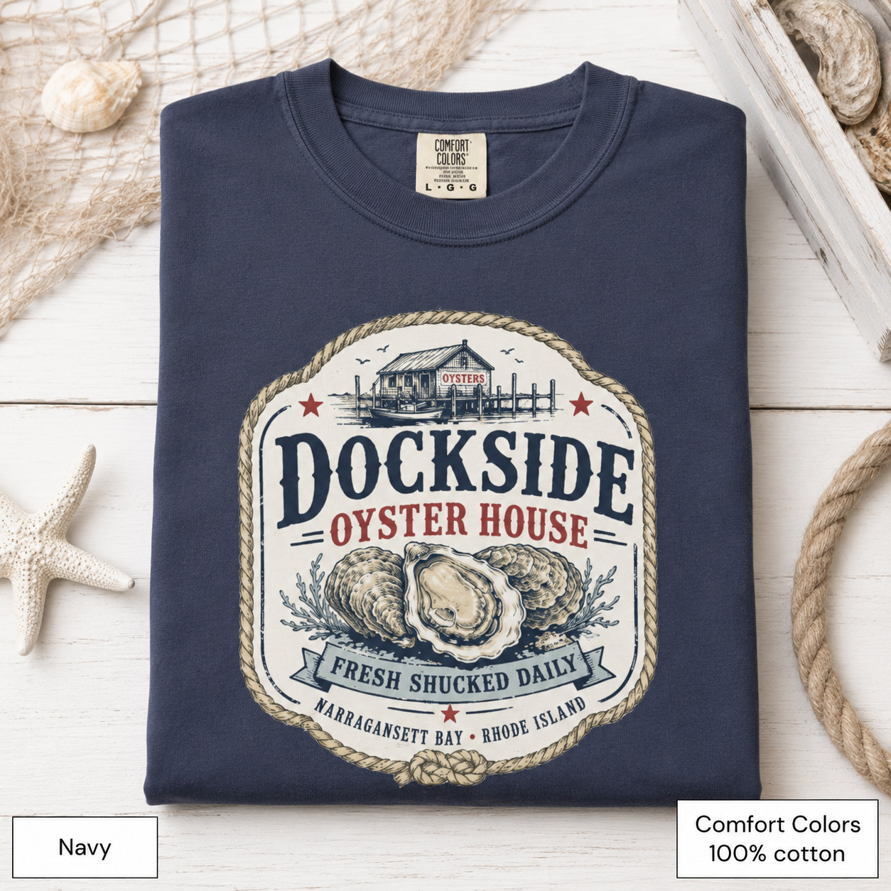 Dockside Oyster House Shirt, Coastal Comfort Colors Rhode Island Tee