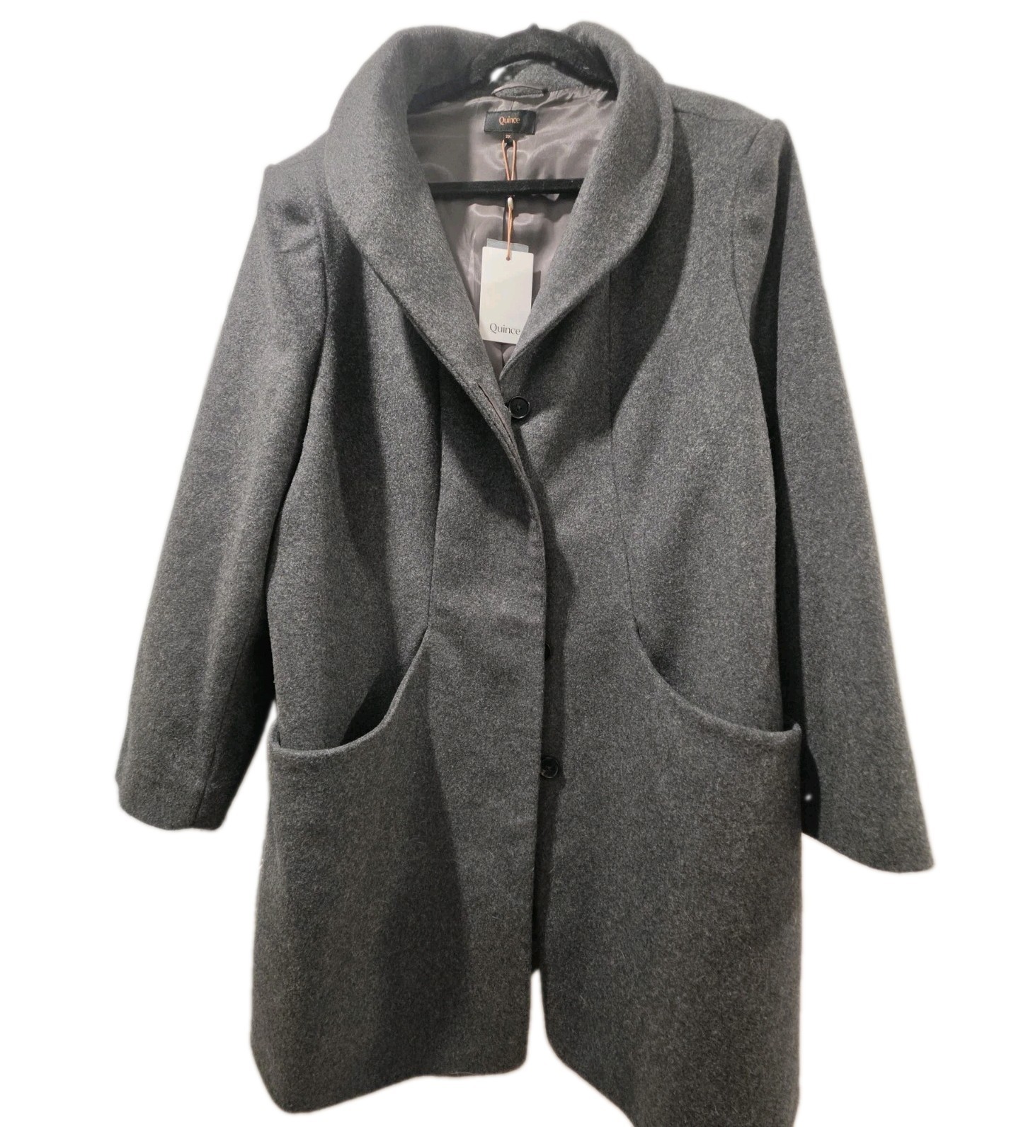NWT “Quince” Women’s Italian Wool Cocoon Coat Heather Grey Size 2X Reg $185