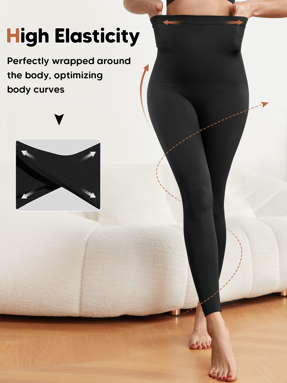 Anti Cellulite Compression Leggings Leg Shaper High Waist Black Pants Shapewear