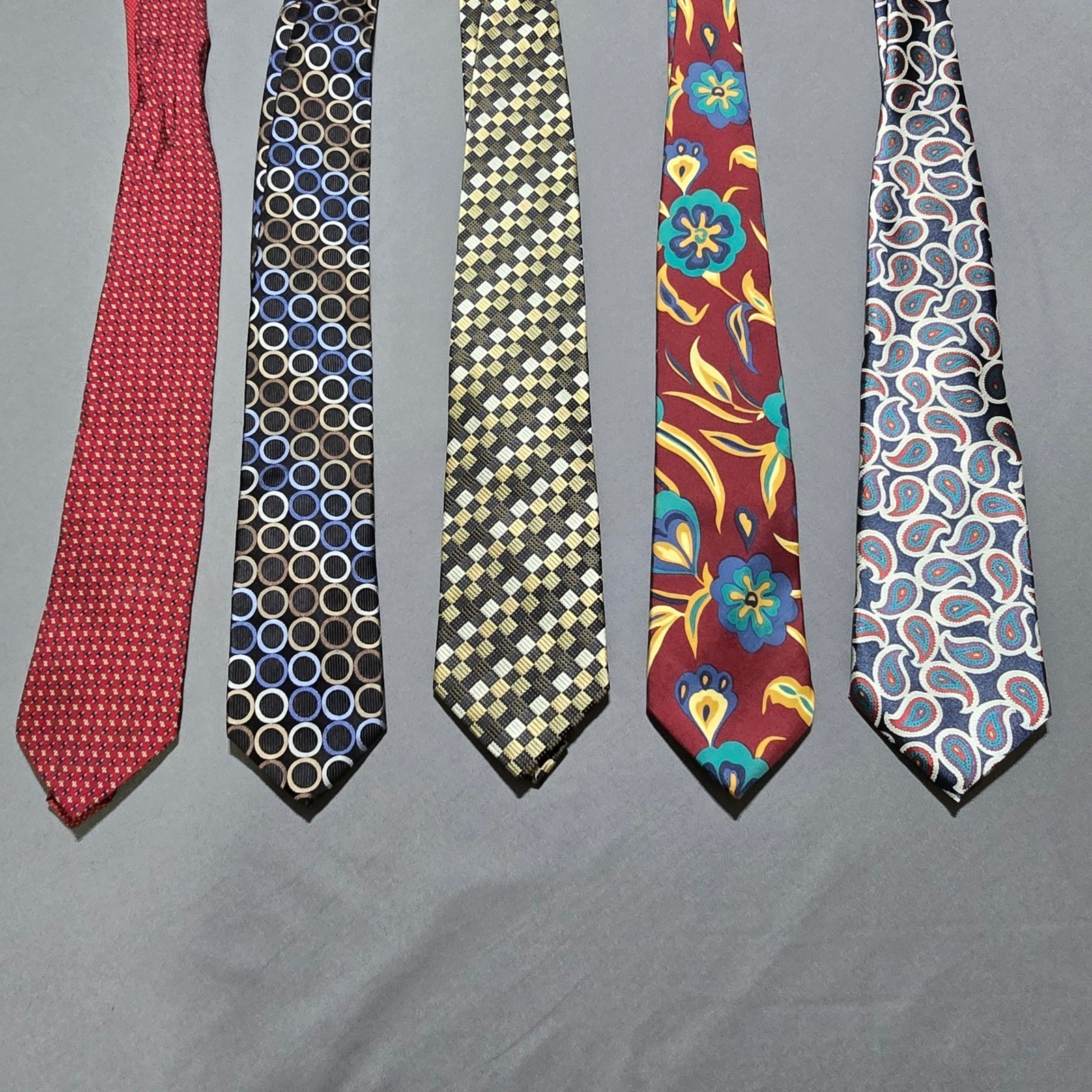 Tommy Hilfiger Michael Kors Tie Lot Mens Multicolored Silk Patterned 5pc Bundle