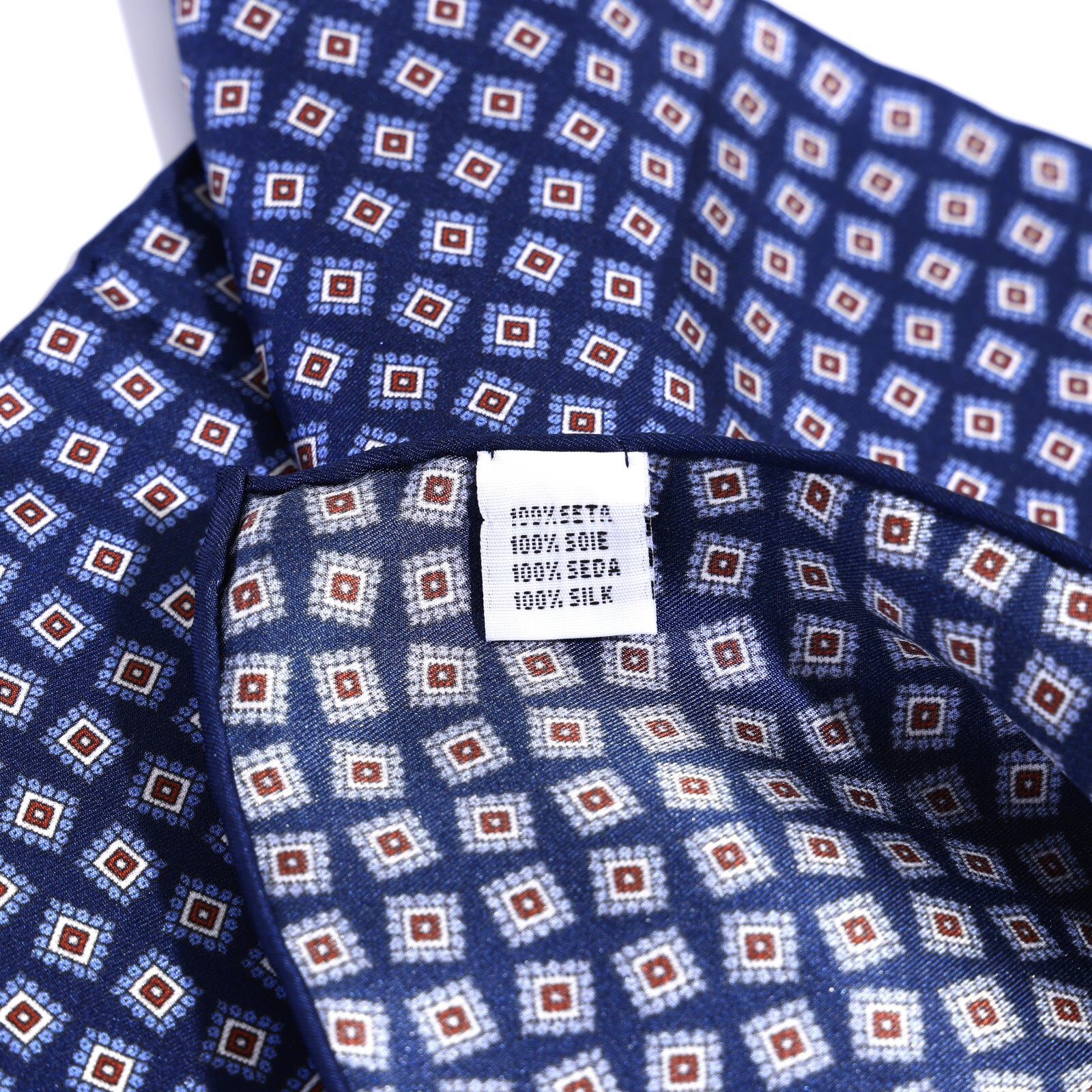 Men’s Pure Silk Twill Handkerchief Blue Floral Squares Pocket Square 30cm 11.8in