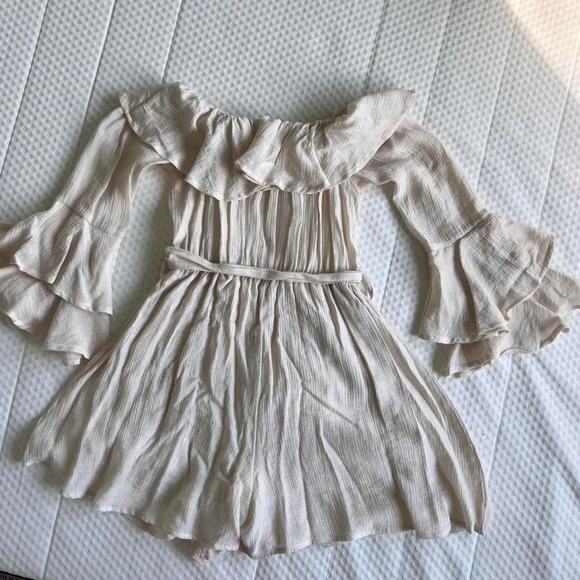 Favlux Cream Off-the-Shoulder Long Sleeve Flowy Dress | Size Medium