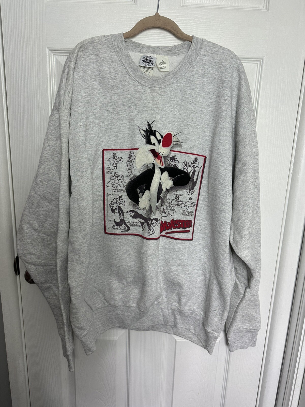 Vintage New Sylvester Sweatshirt Mens XL/XXL Crewneck Pullover Looney Tunes Cat
