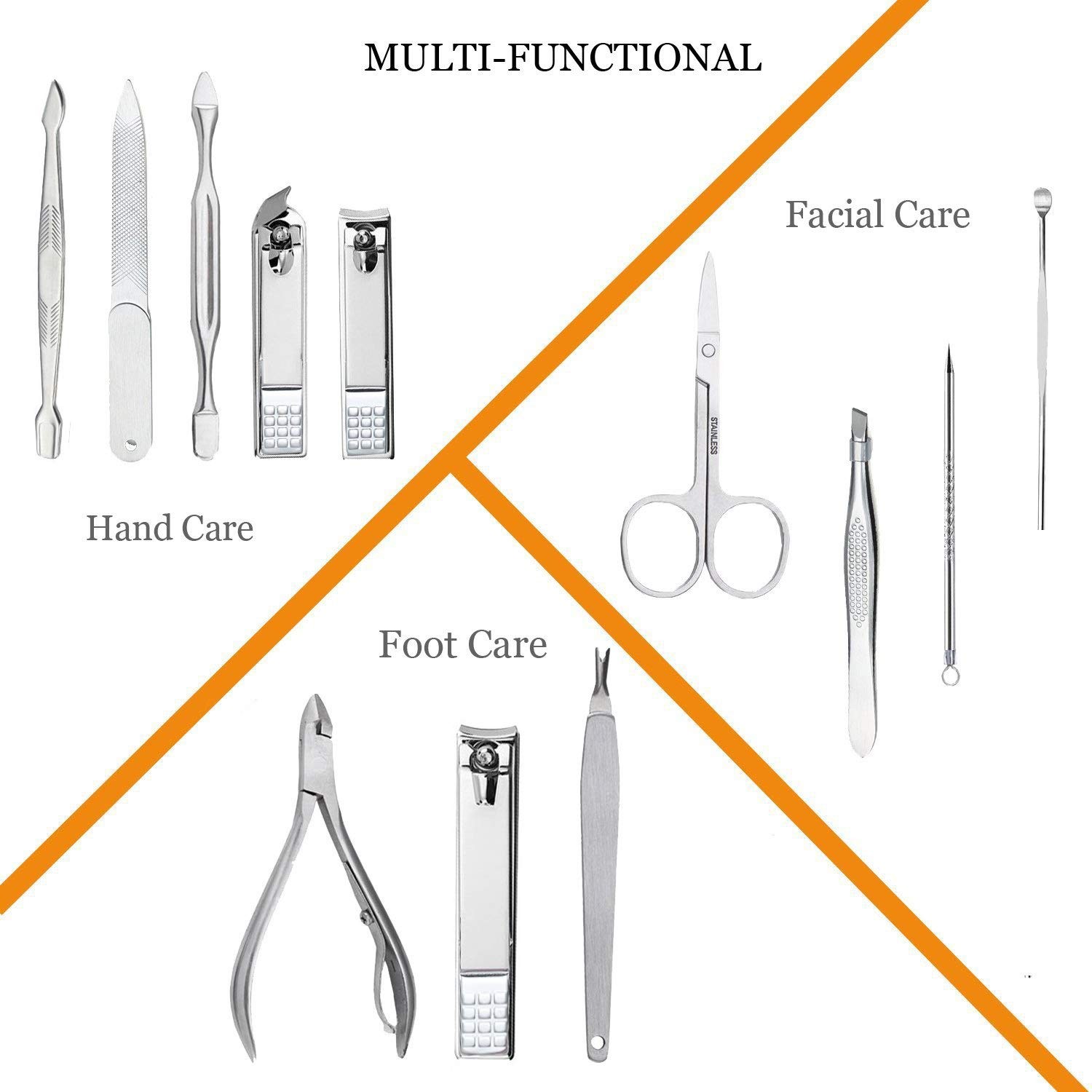 Manicure Set Professional Nail Clippers Kit Pedicure Care Tools- Stainless Steel