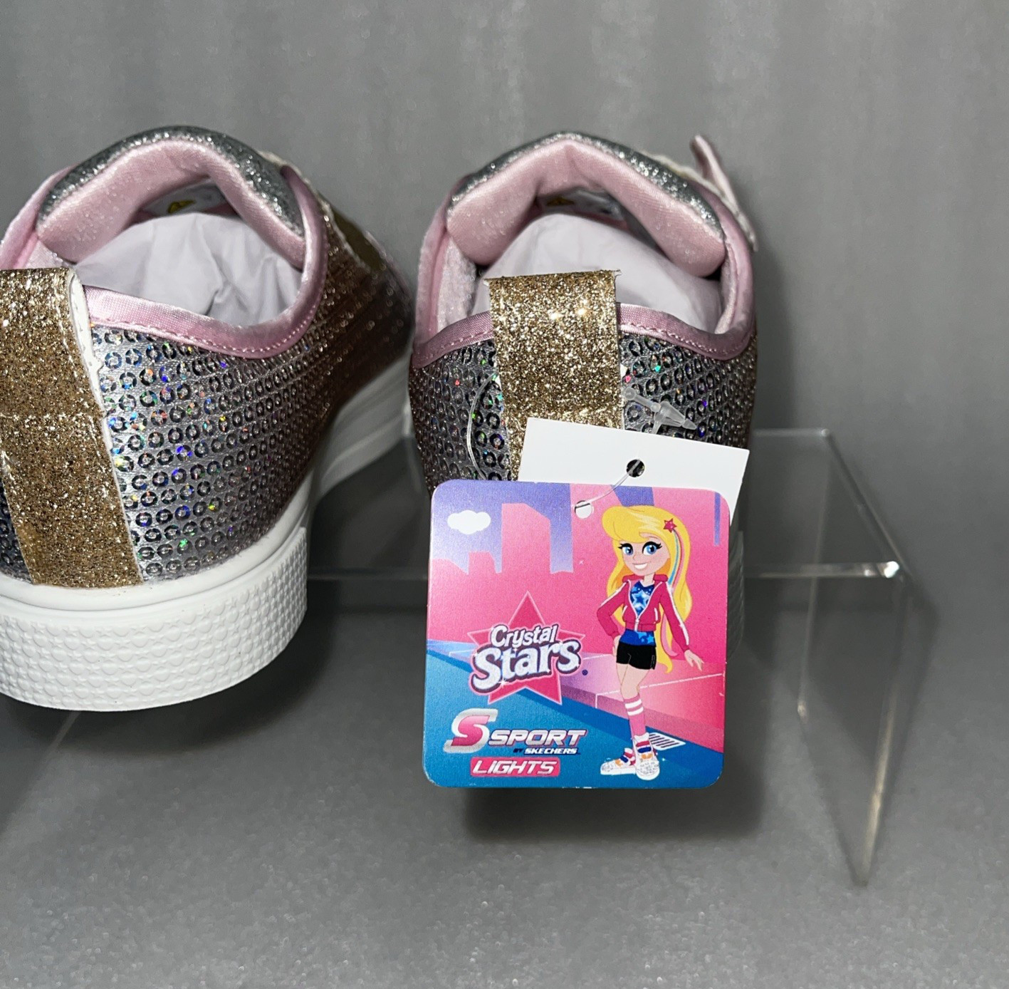 S Sport By Skechers Lexie Sneakers Light Up Adjustable Straps Girls Size 2 NEW