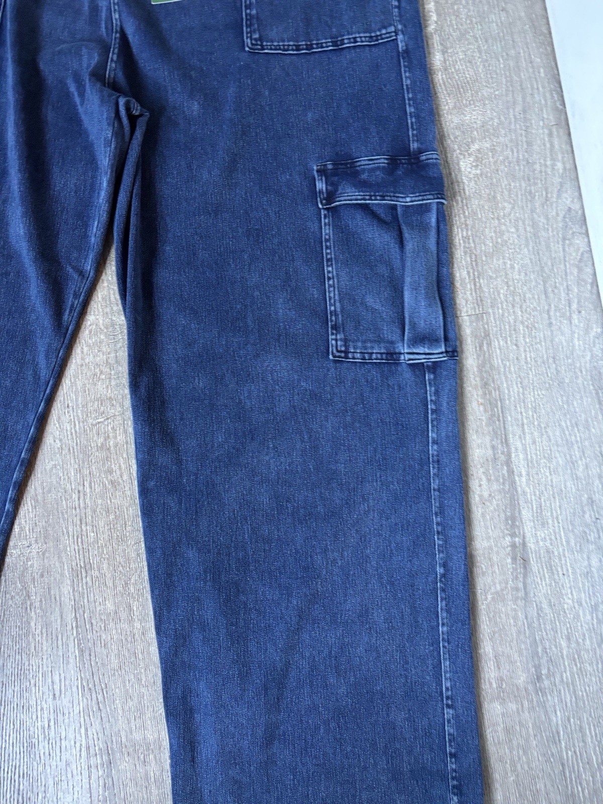 NWT HALARA Blue Women’s Cargo Pull On Flex Straight Denim Jean Pants 3X Stretch