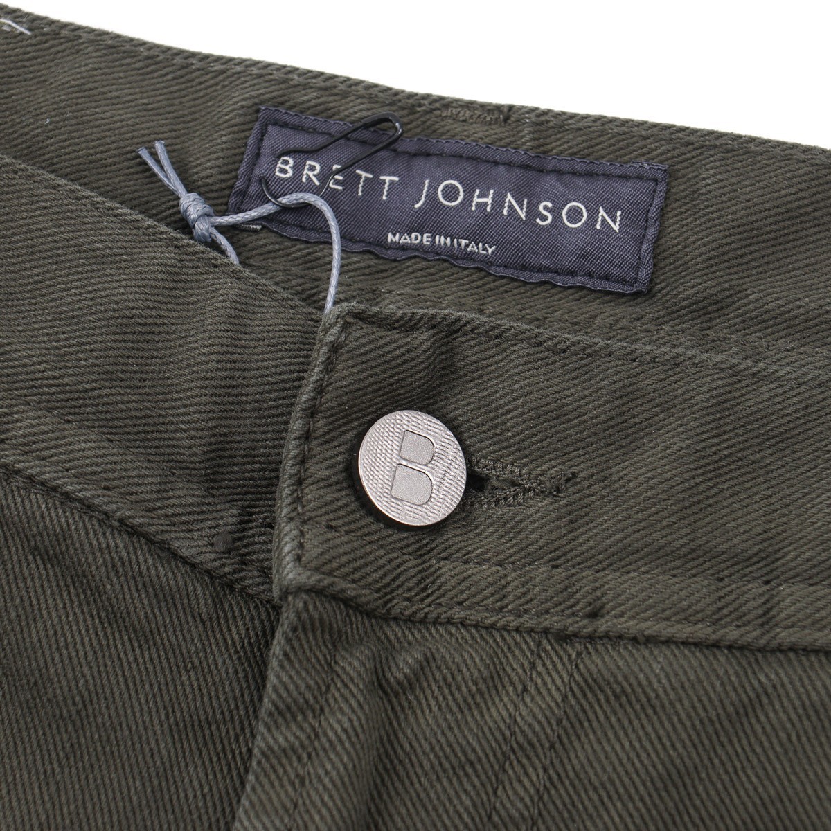 Brett Johnson Trim Straight Fit Olive Green Twill Cotton Denim Jeans 34×34 NWT