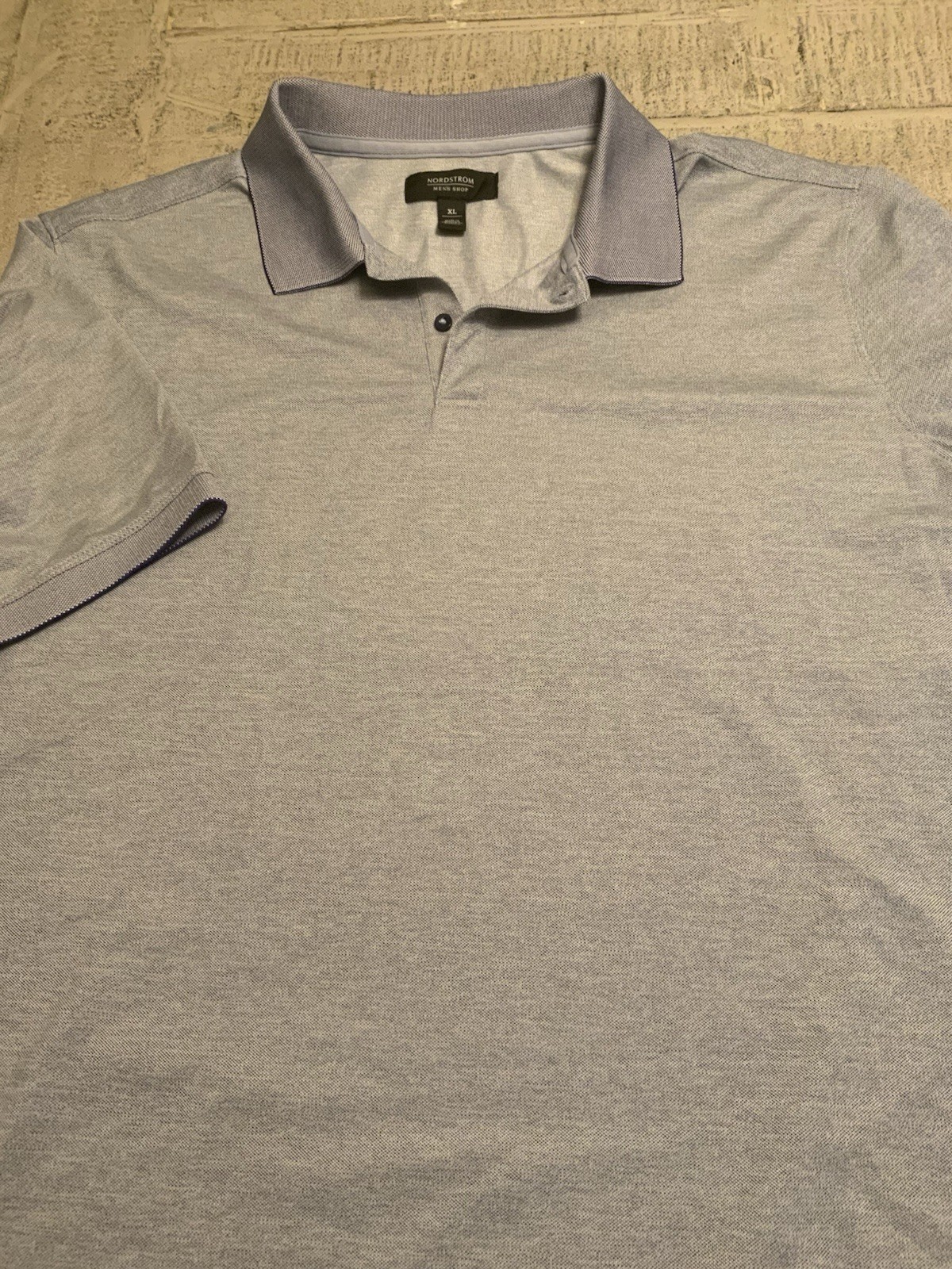 Nordstrom Men’s Shop Blue Short Sleeve Collared Button Polo Shirt Size XL#165