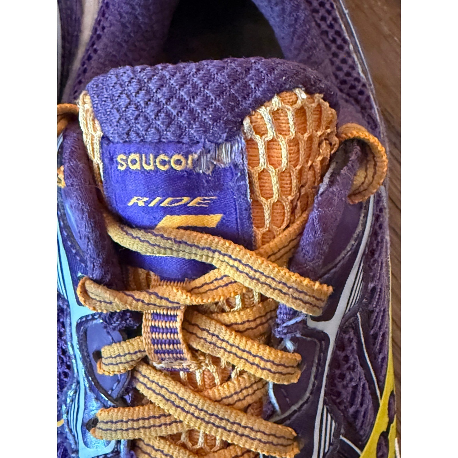 Saucony Ride 5 Running Shoes Womens 8.5 Purple Yellow ProGrid Mesh Sneakers