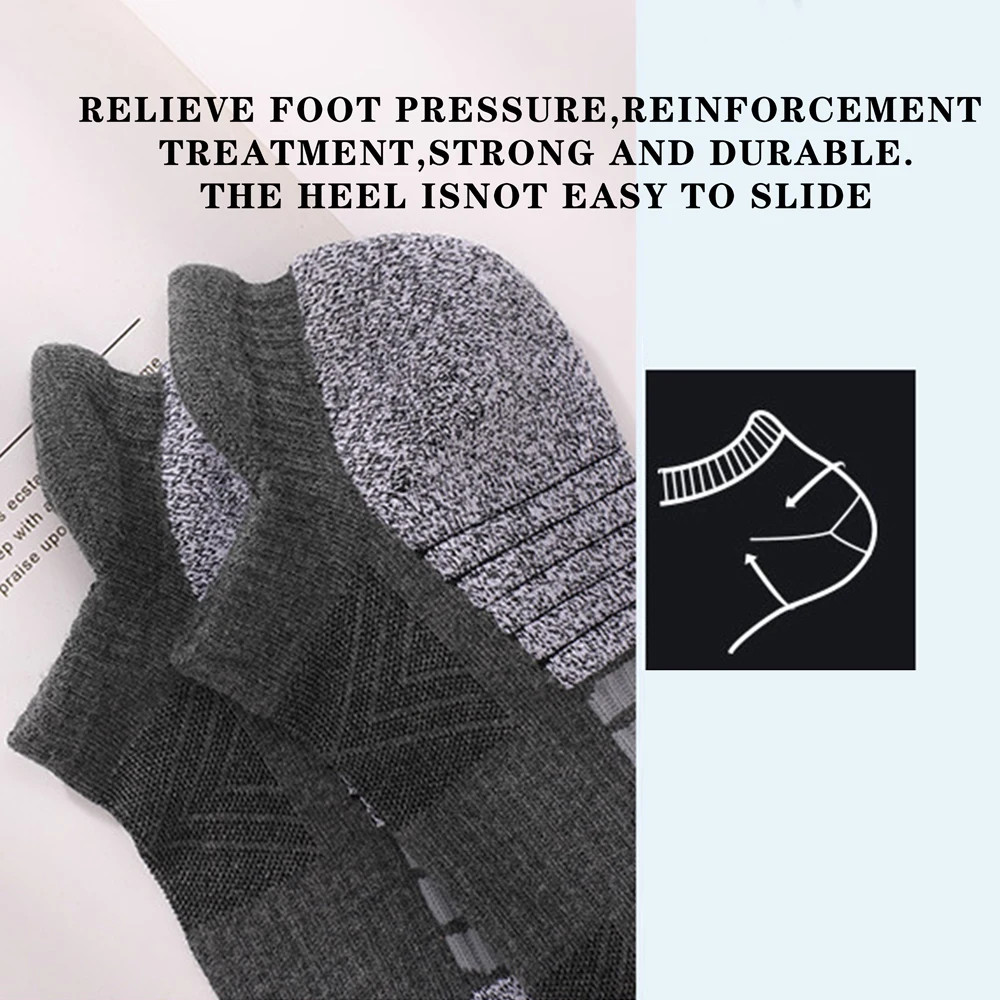 5 Pairs Plus Size Soft Towel Sole Men’s Running Socks Thick Wear-Resistant Outdo