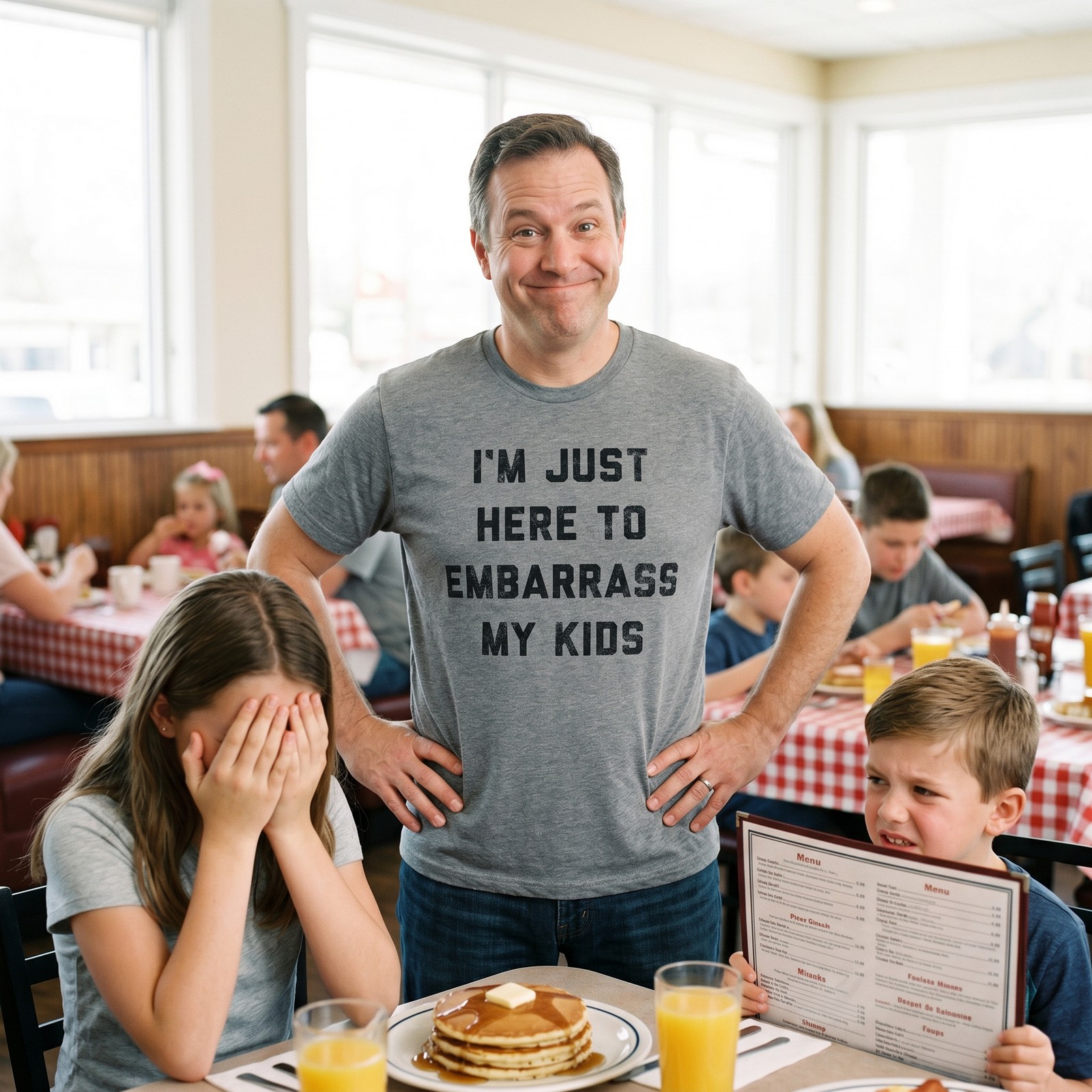 Mens Im Just Here to Embarrass My Kids T Shirt Funny Parenting Novelty Gift for