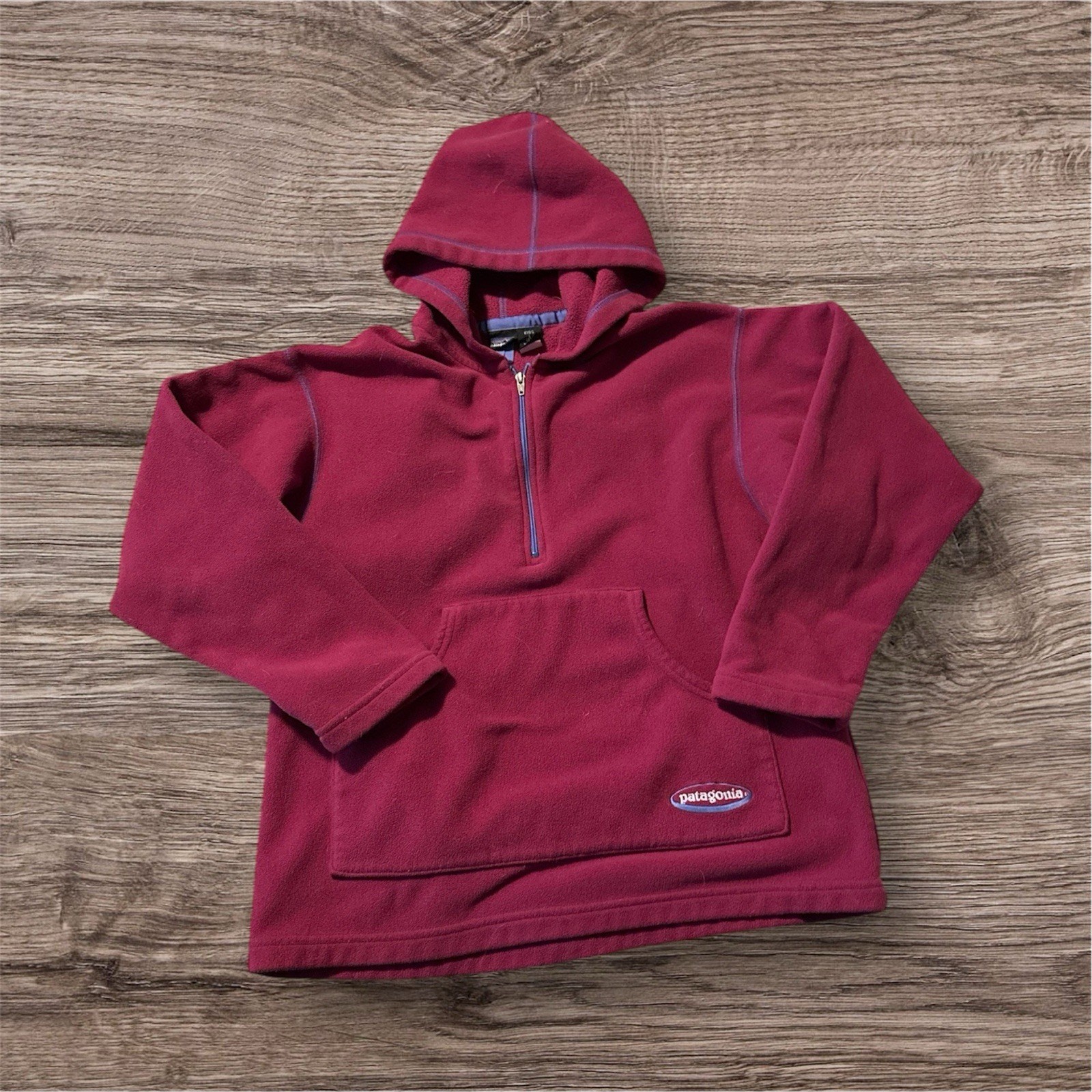 Patagonia Sweater Kids Large 12 Hooded Fleece 1/4 Zip, Made in Canada
