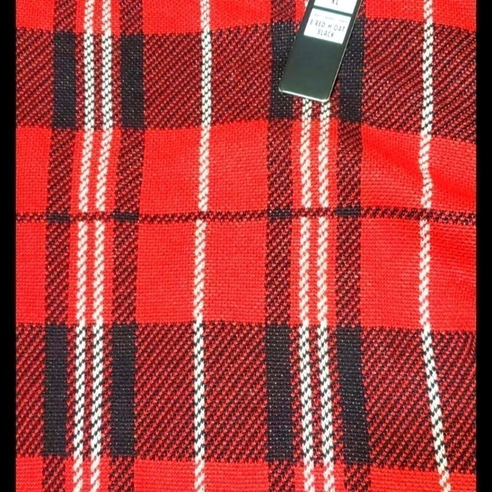 Belldini Red Plaid Knit Sweater with Metal Grommets Classic Holiday Pattern XL