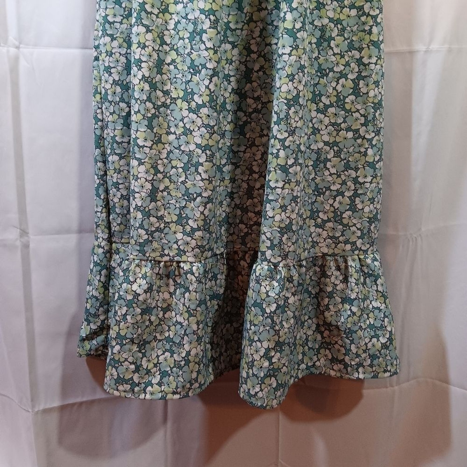 Hesperus Womens Medium Ditsy Floral Maxi Dress Green Milkmaid Peasant Cottage