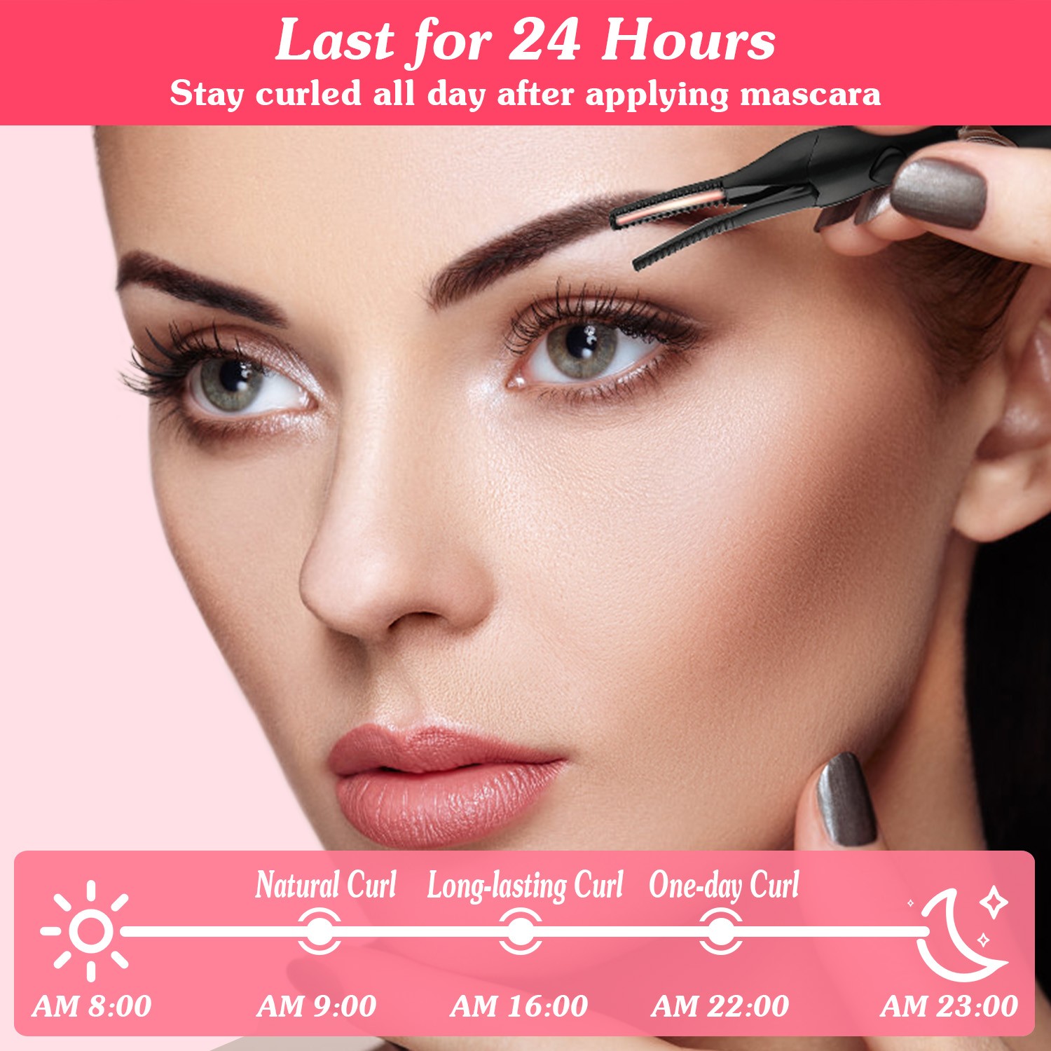 1Pc 2 In 1 Clip Comb Heated Eyelash Curler Electric Mini Lash Curler Natural Eye