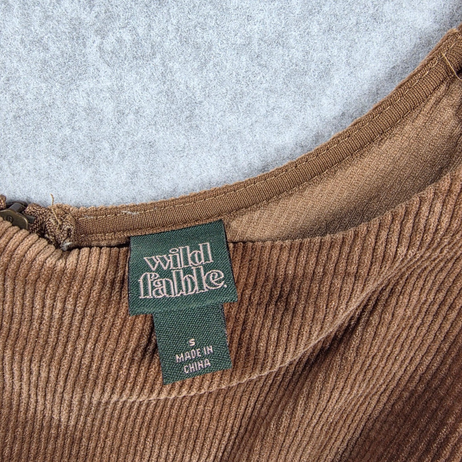 Wild Fable Brown Corduroy Mini Dress Sleeveless Adjustable Straps Size S