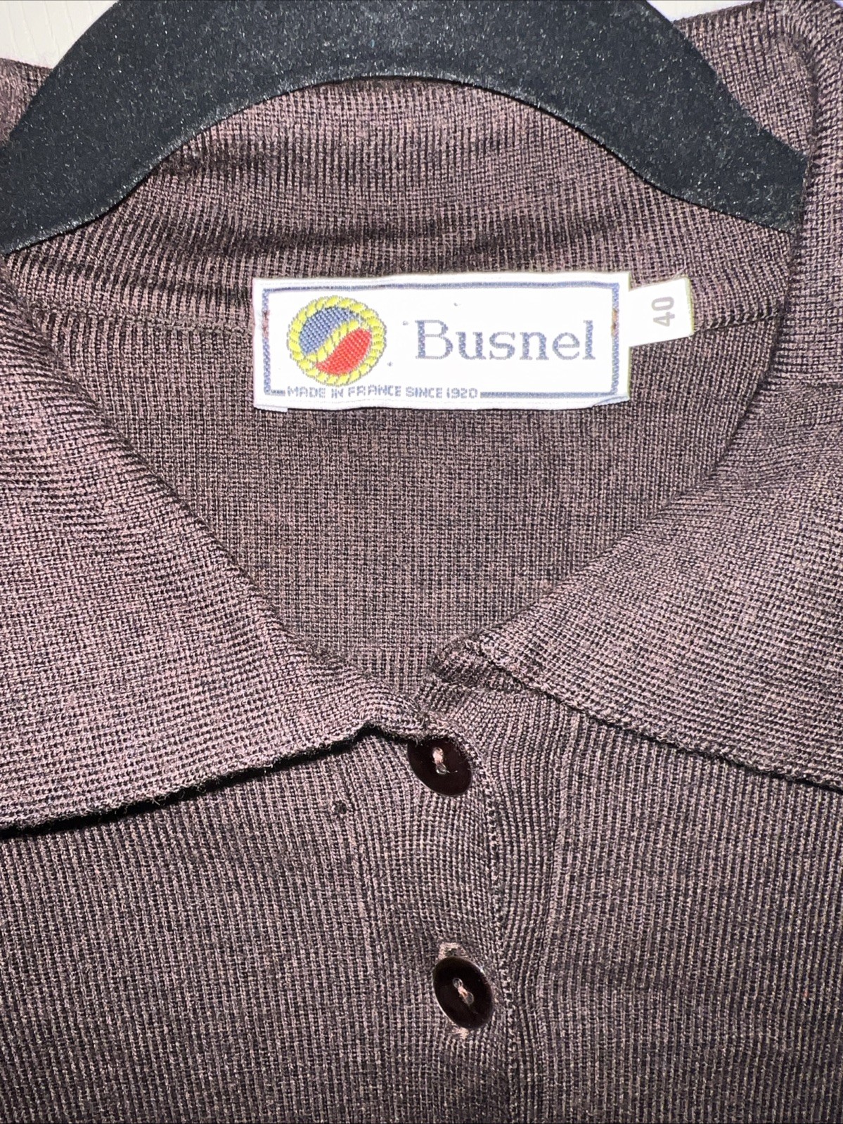 Busnel dark brown 1/4 Buttoned sweater Made in France Size 40 UK 12