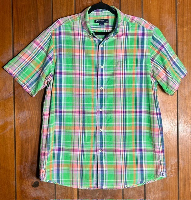 Cremieux Classics Men’s Multicolor Green Plaid Shirt Size L S/S Button Down