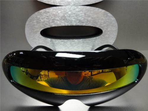 SPACE ROBOT PARTY RAVE COSTUME DJ CYCLOPS FUTURISTIC SHIELD SUN GLASSES Black