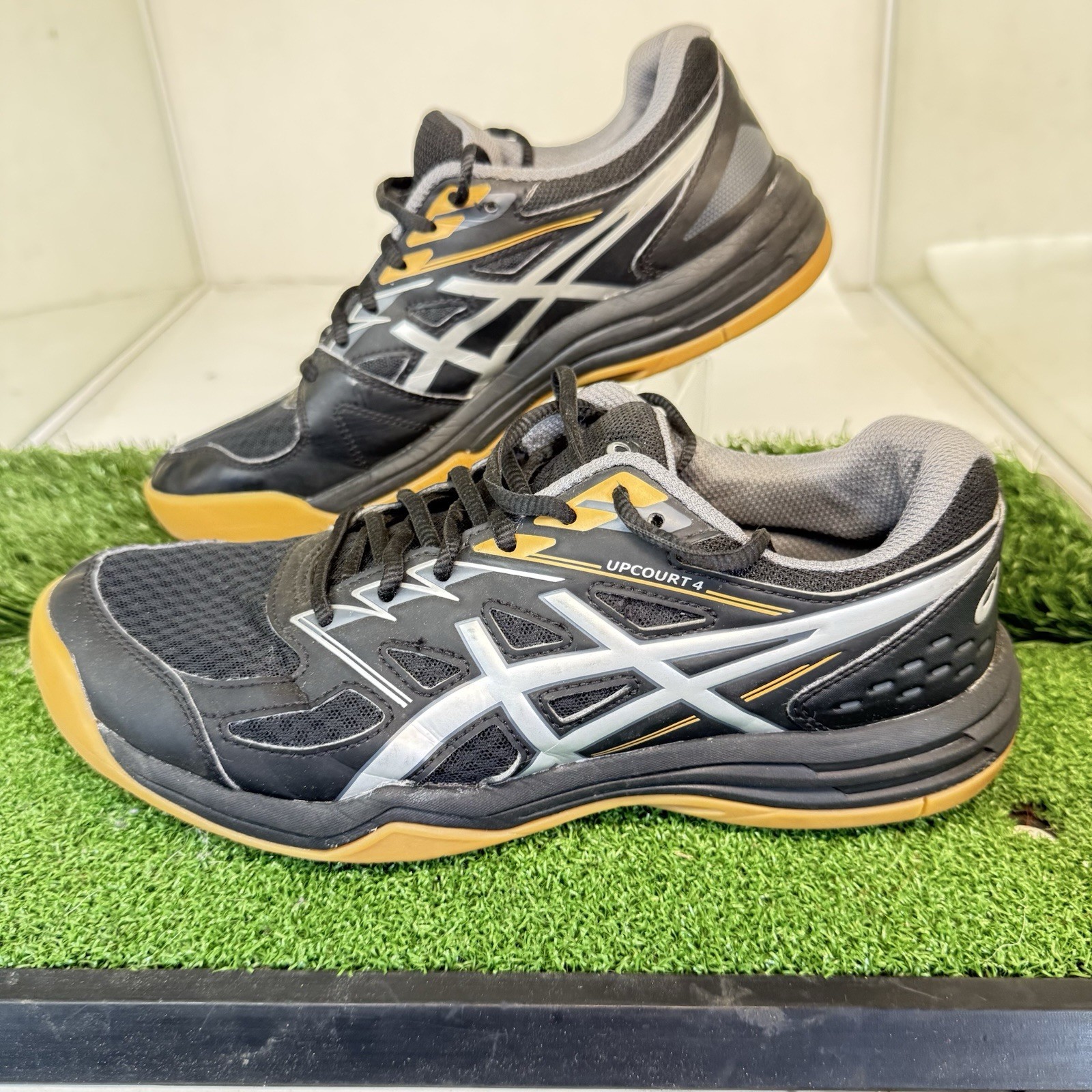 ASICS Upcourt 4 Men’s Volleyball Shoes Black Silver Gum Synthetic Low Top