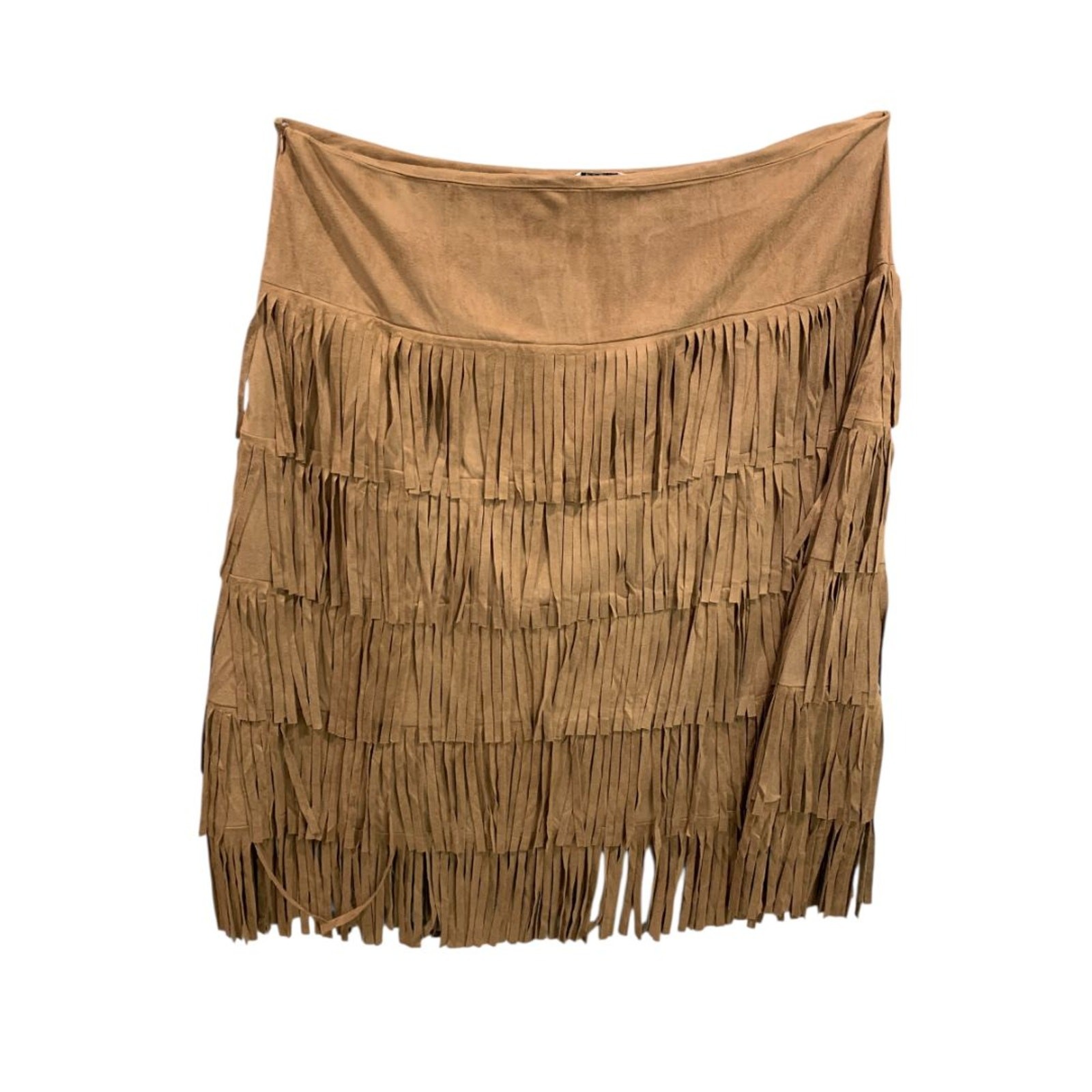 Size 3X Back in the Saddle Brown Fringed Midi Skirt Faux Suede Western