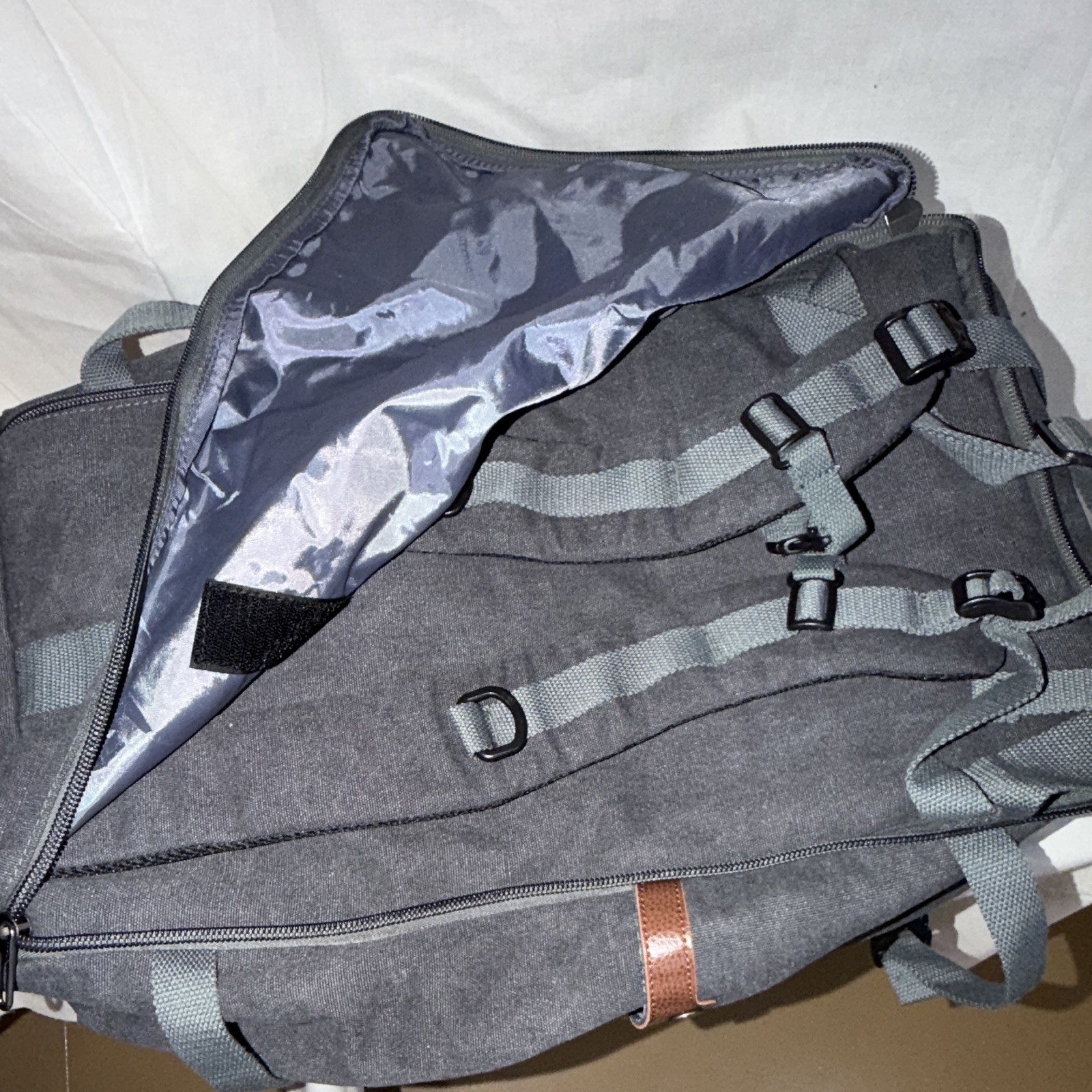 Witzman Gray Large Backpack Zip/Buckle Lined Inner Pockets Travel Casual