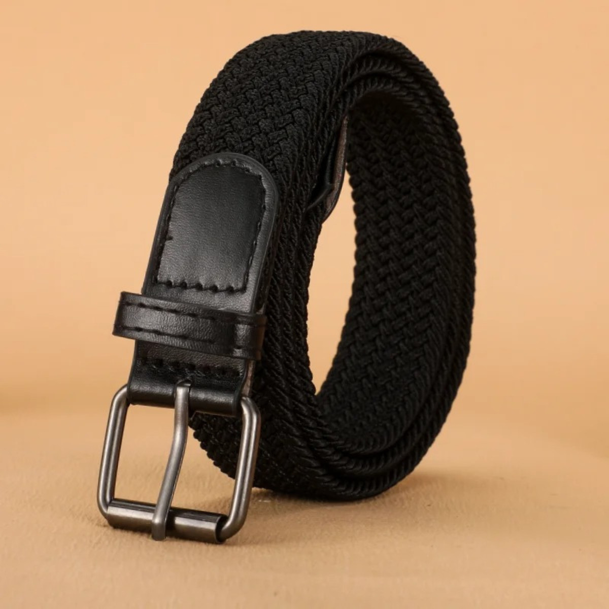 Marshal Wide Men’s Elastic Stretch Belt Gunmetal Buckle Belt Casual Golf