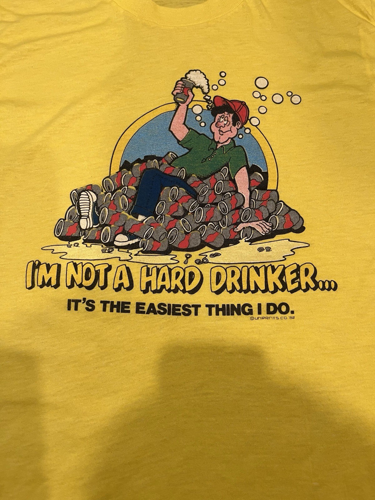 Vintage 80s “I’m Not A Hard Drinker”Cartoon “18 x 26.5” Beer. UniPrint Co 82.