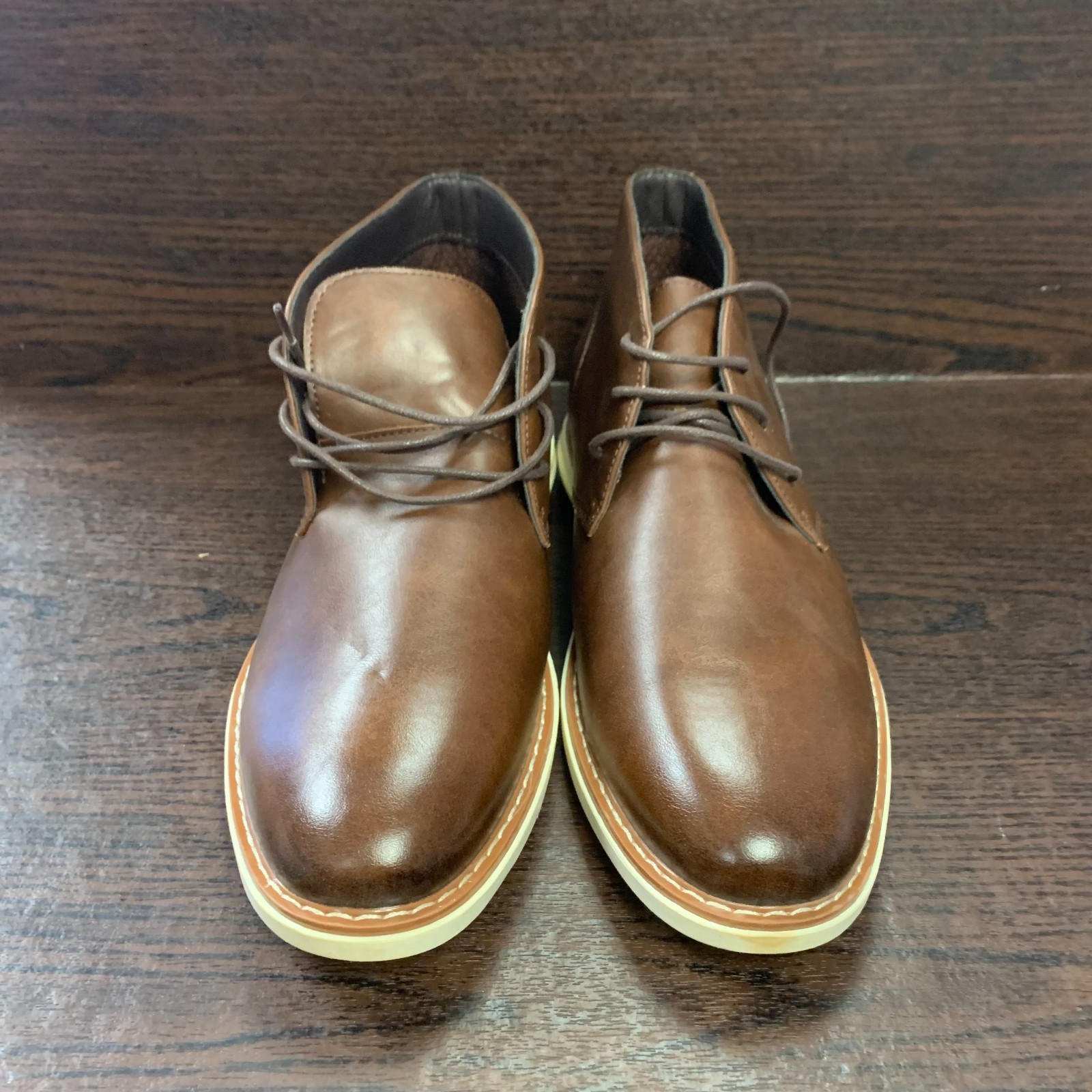 Nordstrom Rack Men’s Plain Toe Chukka Boot 11 Brown Faux Leather Lace Up Comfort