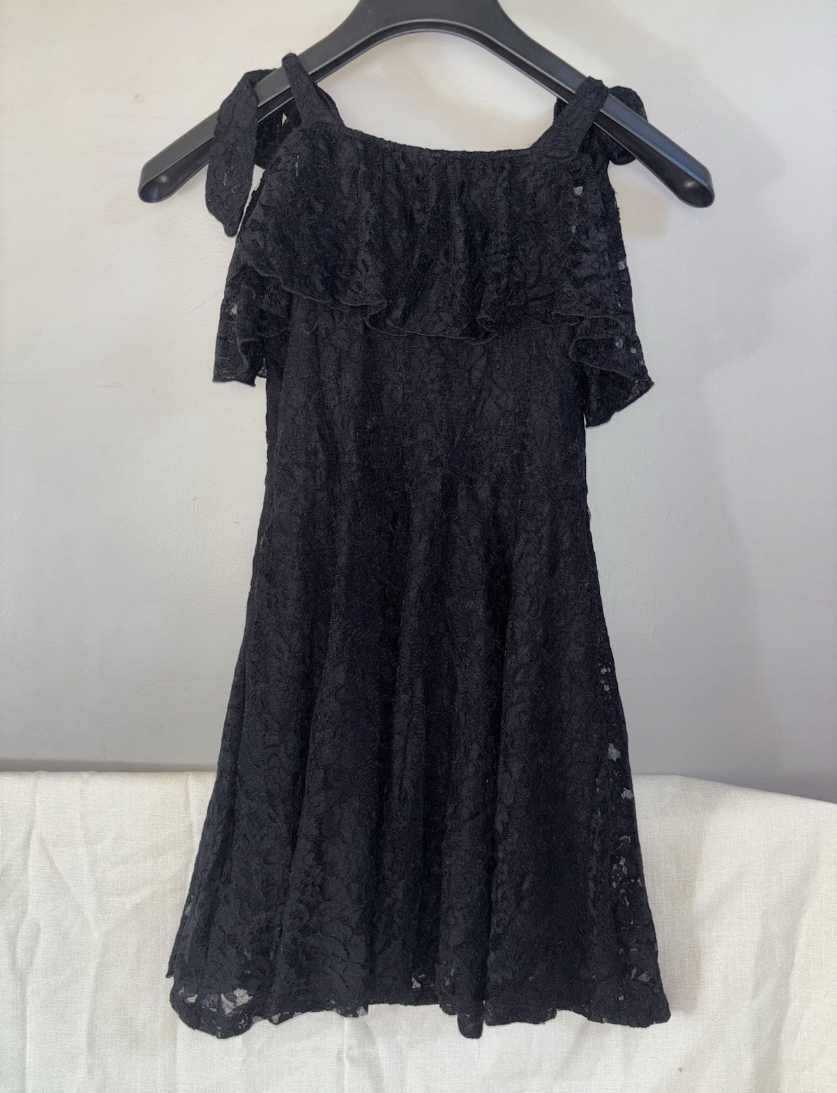 Mirawise Girls Black Lace Fit & Flare Floral Sleeveless Dress (10-11Y) 0262