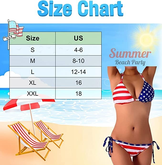 American Flag Print Halter Triangle Bikini Swimsuit – Sexy, 4th of July Party