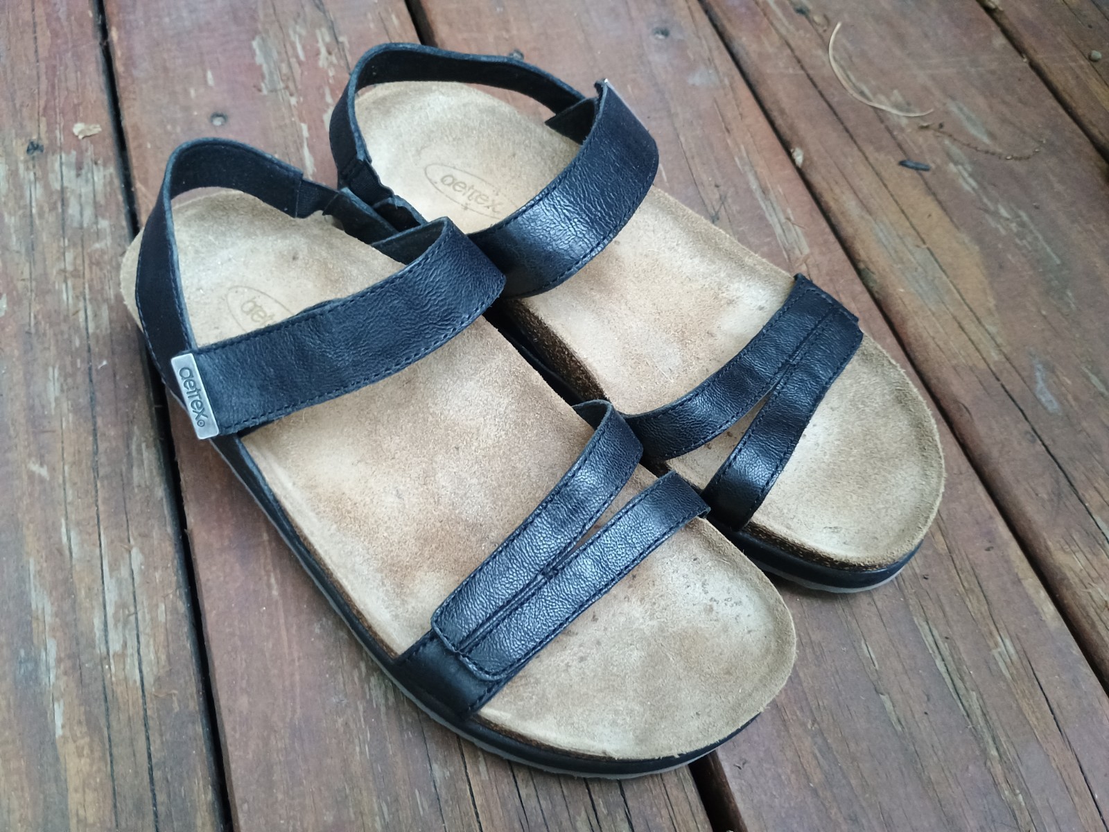Aetrex Sandals Bethany Black Quarter Strap CL111W Strapy Sz 7.5-8 EU 38