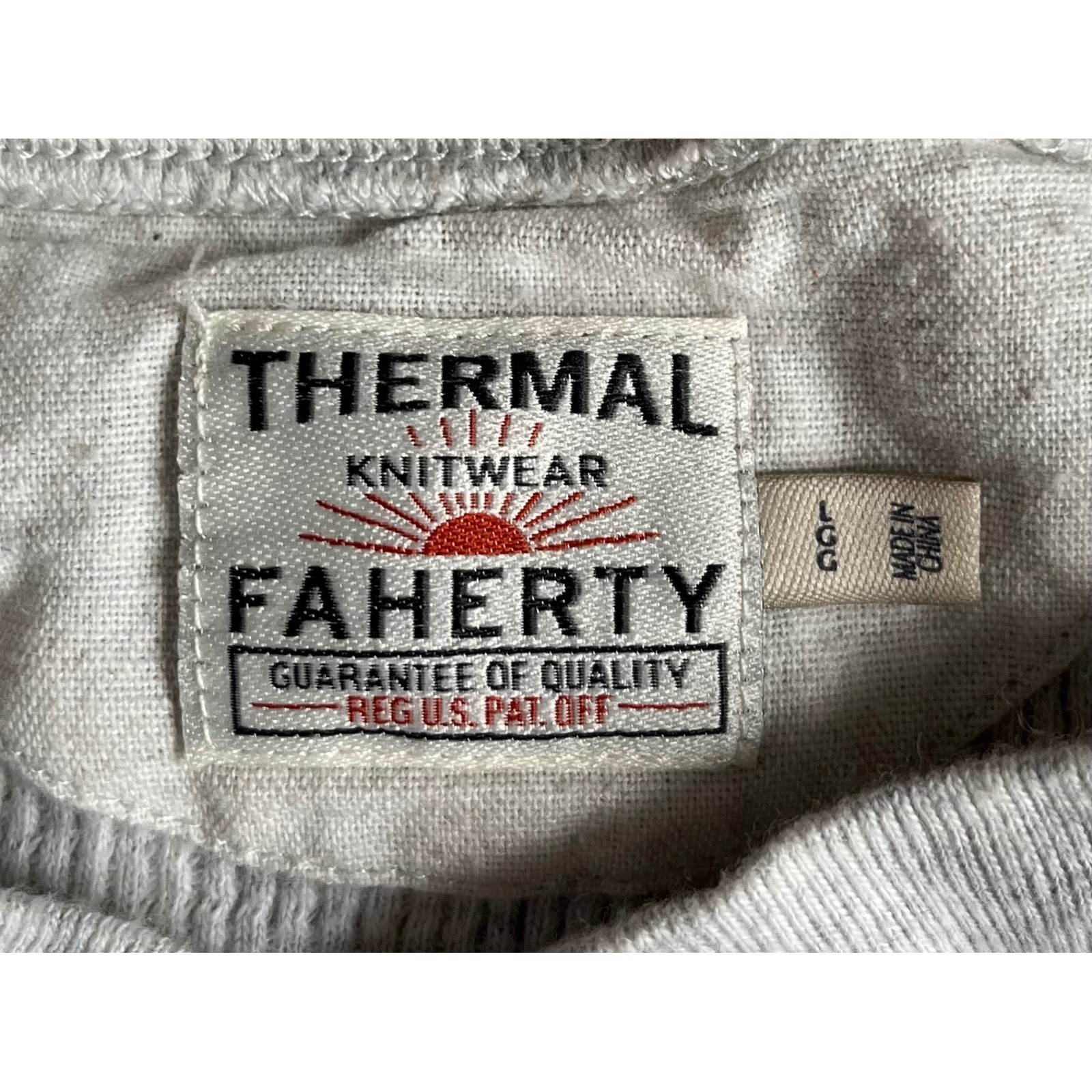Faherty Mens Thermal Knitwear Henley Shirt Gray Waffle Knit Long Sleeve Large