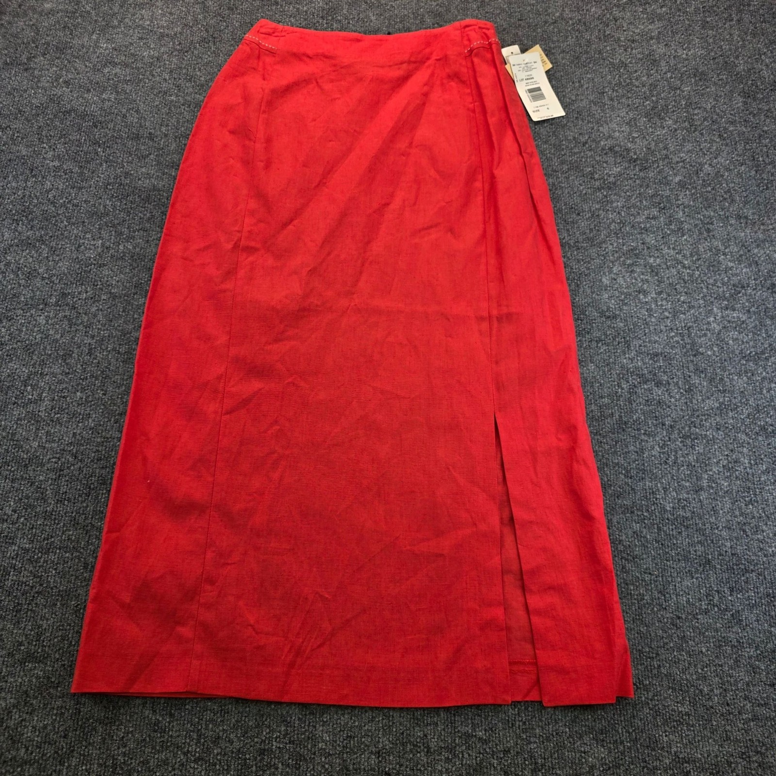 Vintage Harvé Benard Maxi Skirt 6 Red Linen Blend High Waist Holidays Tomatogirl