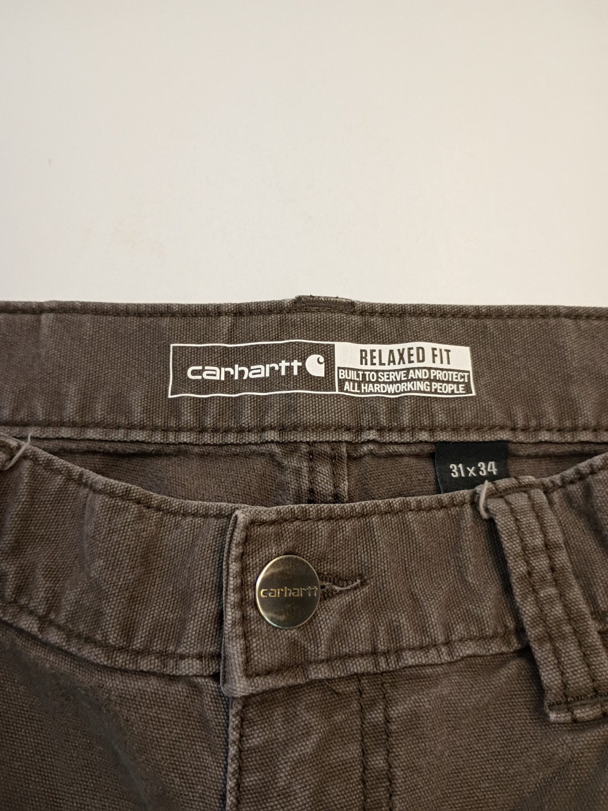 Carhartt Relaxed Fit Brown Work Pants Canvas Mens SZ 31×34 B342!