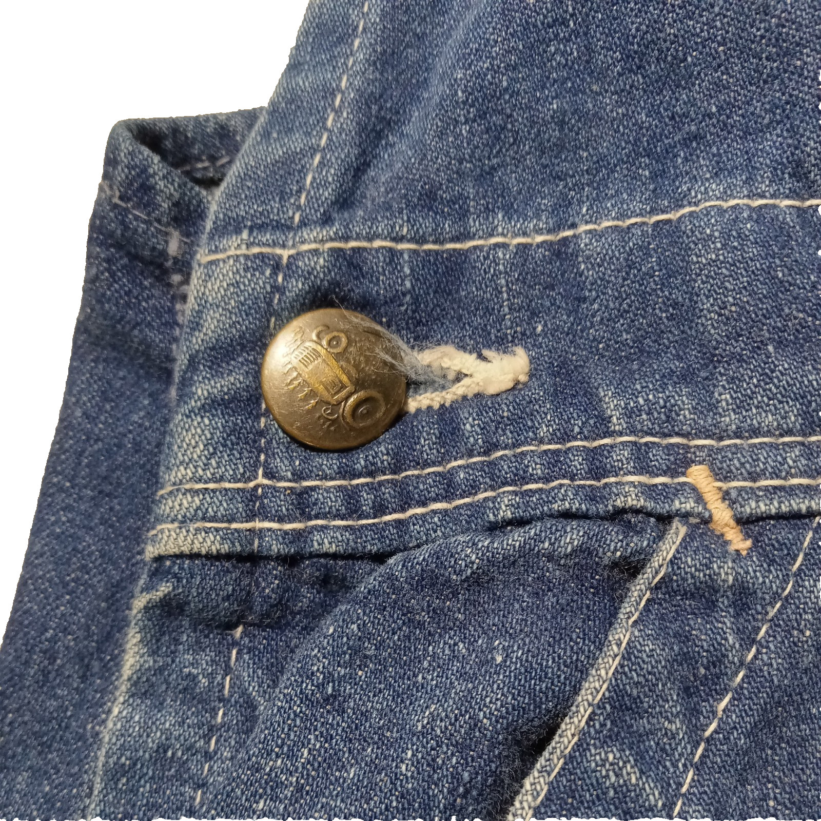 vtg OVERALLS SELVEDGE TRACTOR BUTTONS Denim INDIGO boys youth RARE xxs USA made