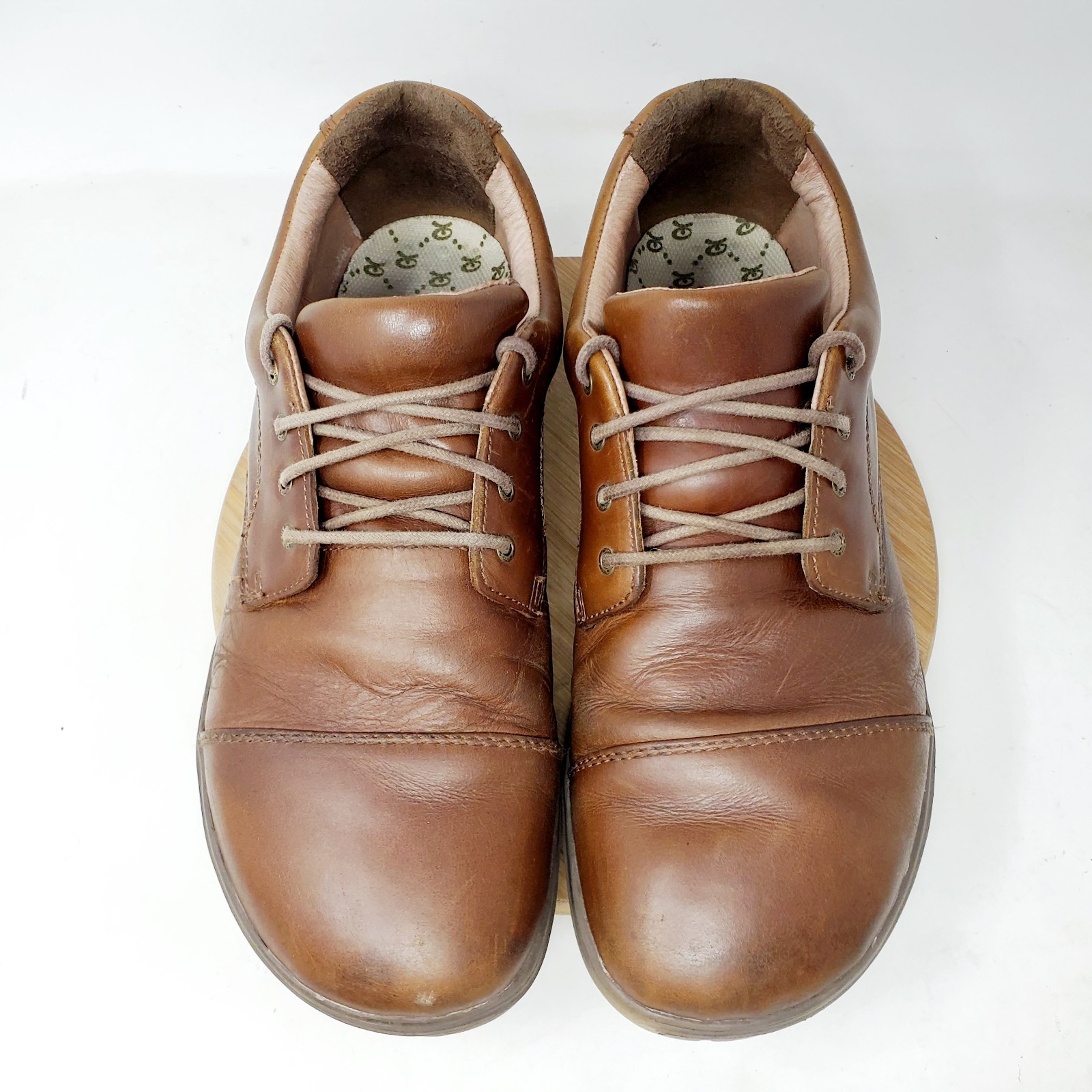 Lems Nine2Five Shoes Mens 45 Mocha Brown Leather Lace Up Low Oxford Sneaker