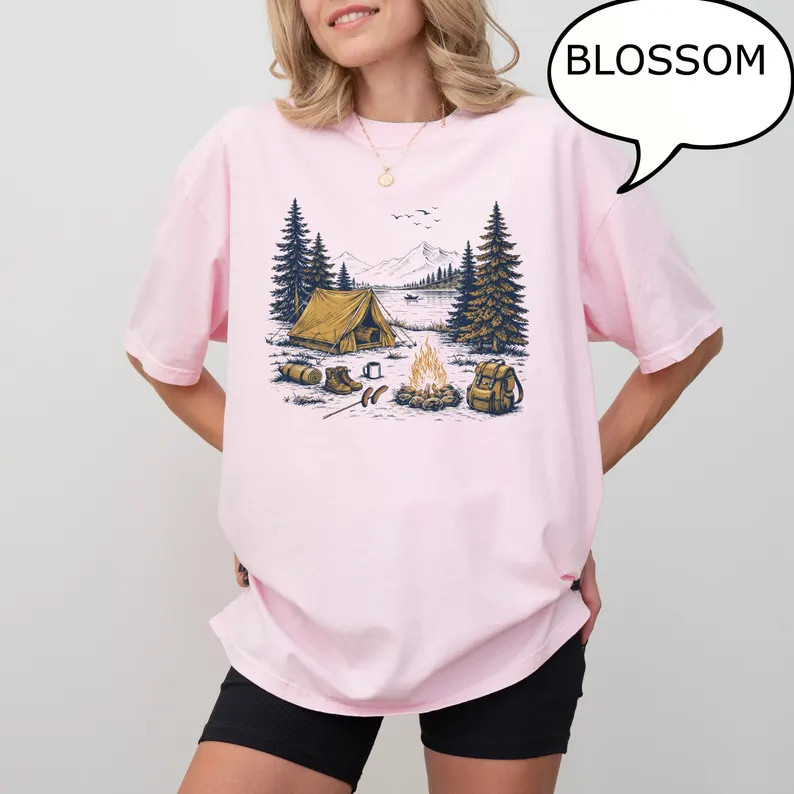 Mountain Camping Nature Outdoor Adventure Graphic Comfort Tee